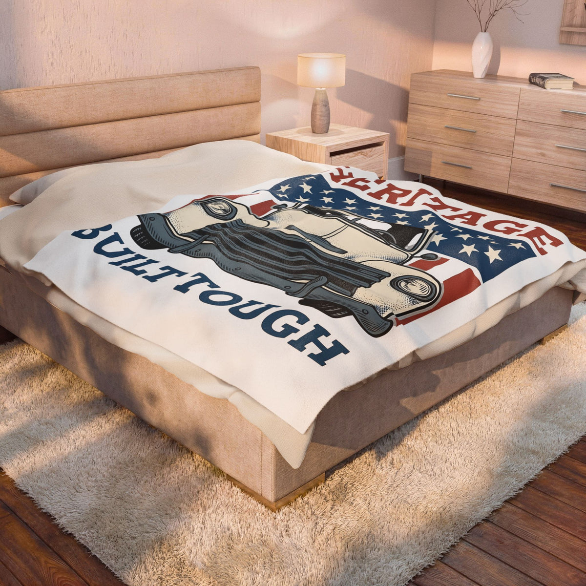 Antique Lorry Blanket America Liberty Gift Women Retro Blanket Truck Blanket Patriot Enthusiast Vintage Blanket Freedom Graphic Line Art Flag