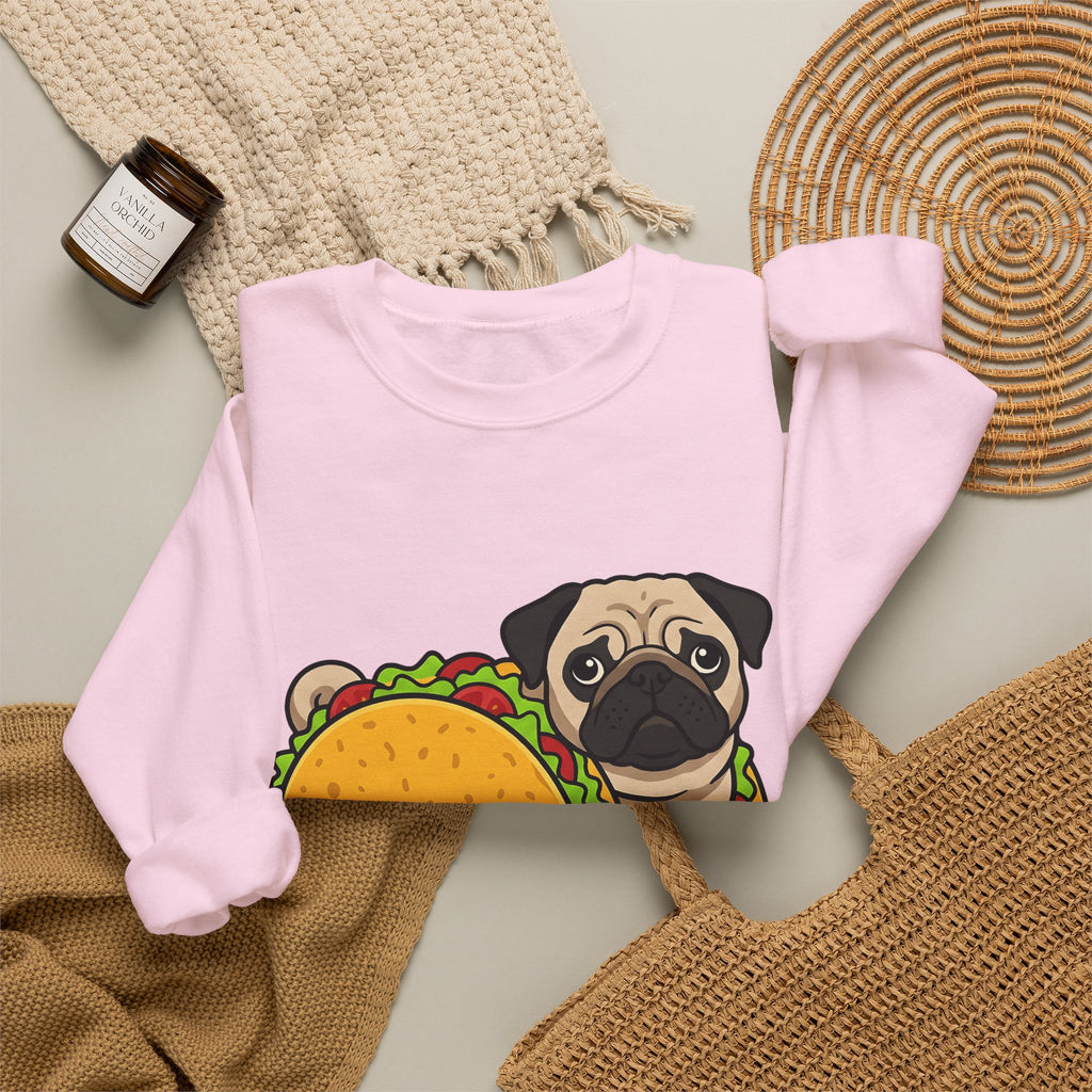 Pug Taco Dog Meal Gift Comic Taco Dog Fan Cartoon Food Doodle Lettuce Sweatshirt