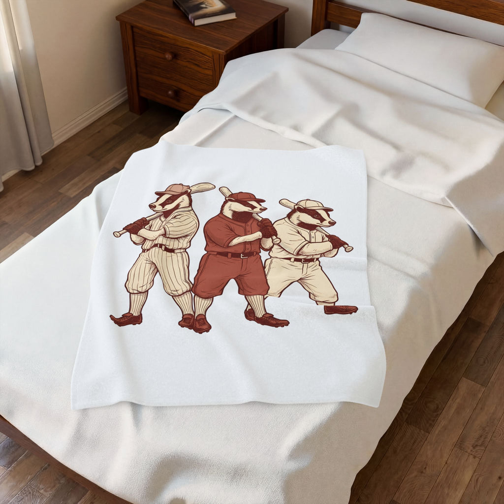 Badger Baseball Team Blanket Sports Fauna Gift Women Throwback Blanket Baseball Blanket Athlete Fan Baseball Retro Blanket Wildlife Graphic Line