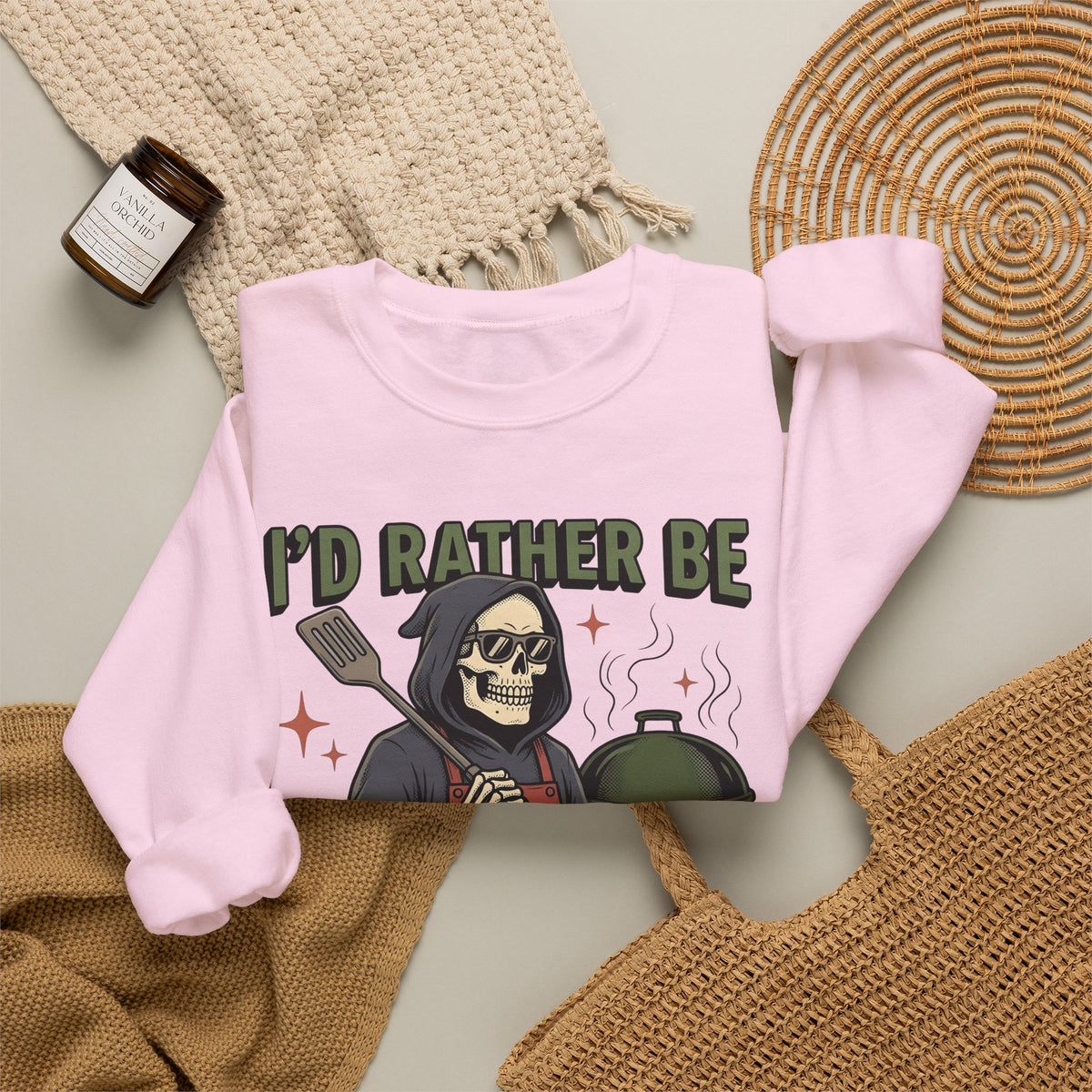 Skull Cook Sweatshirt Grilling Joke Gift Women Comic Sweatshirt Skeleton Sweatshirt Barbecue Fan Cartoon Sweatshirt Pun Graphic Retro Barbeque Sweatshirt