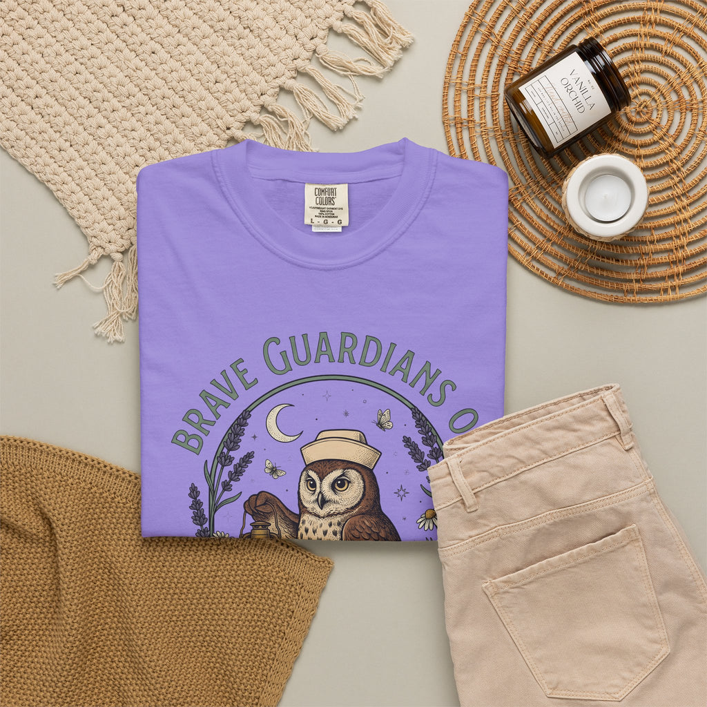 Nursing Owl T-Shirt Nurses Gratitude Gift Women Retro T-Shirt Owl T-Shirt Nurse Enthusiast Vintage T-Shirt Appreciation Graphic Sketch Torch T-Shirt