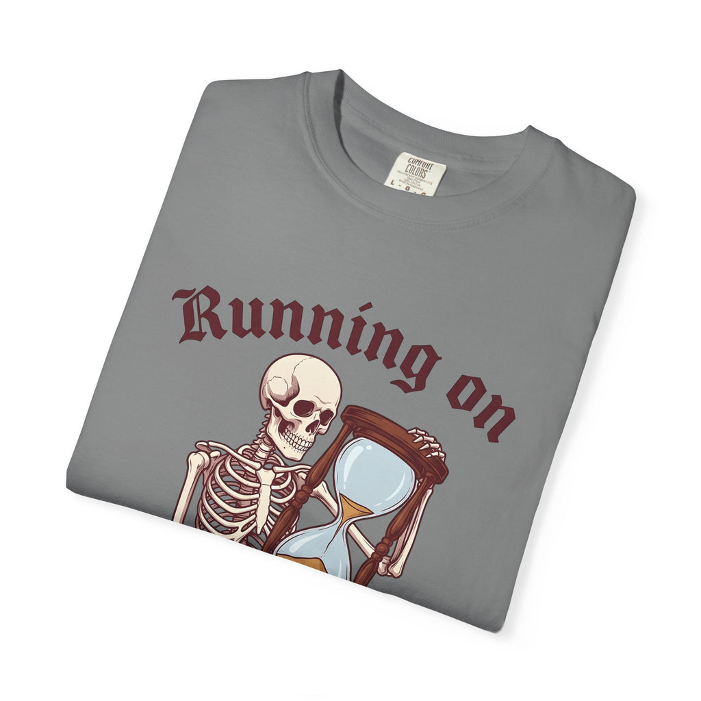 Skeleton Hourglass T-Shirt Funny Goth Gift Women Cartoon T-Shirt Timeglass T-Shirt Humor Fan Comic T-Shirt Dark Graphic Vintage Sand T-Shirt