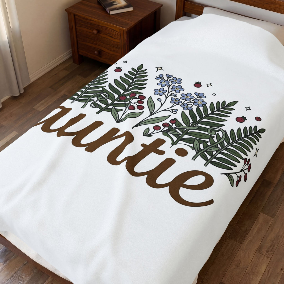 Botanical Floral Graphic Blanket Aunt Family Gift Women Whimsical Blanket Flower Blanket Auntie Fan Boho Graphic Hand Drawn Stars Blanket