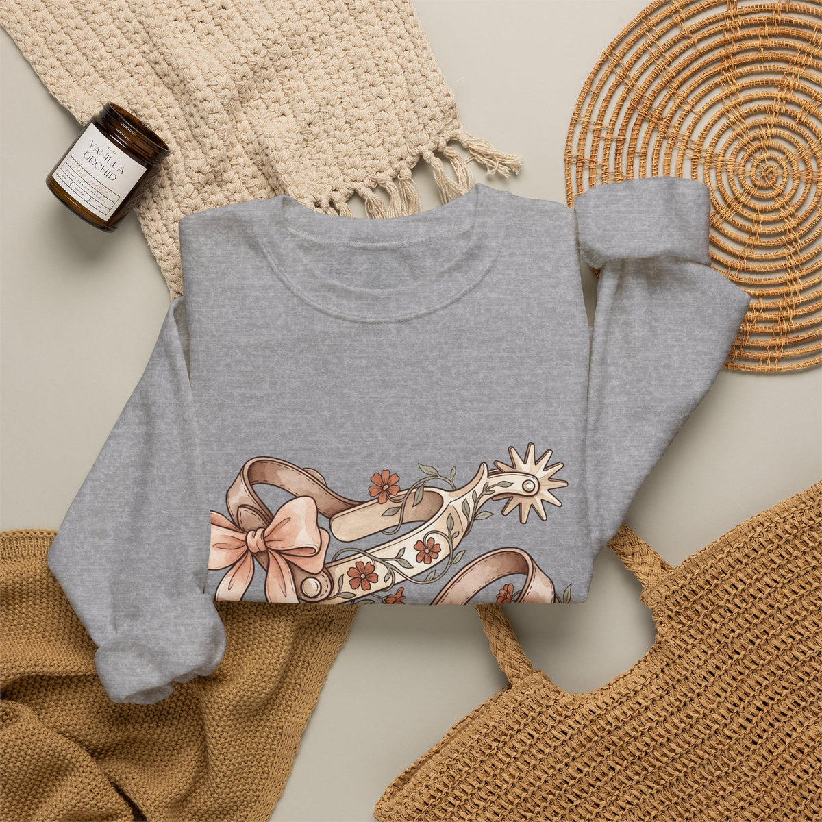 Rodeo Spurs Sweatshirt Cowgirl Cowboy Gift Women Tribal Sweatshirt Spur Sweatshirt Cowgirl Fan Rodeo Graphic Cowhand Graphic Farmhouse Blossom Sweatshirt
