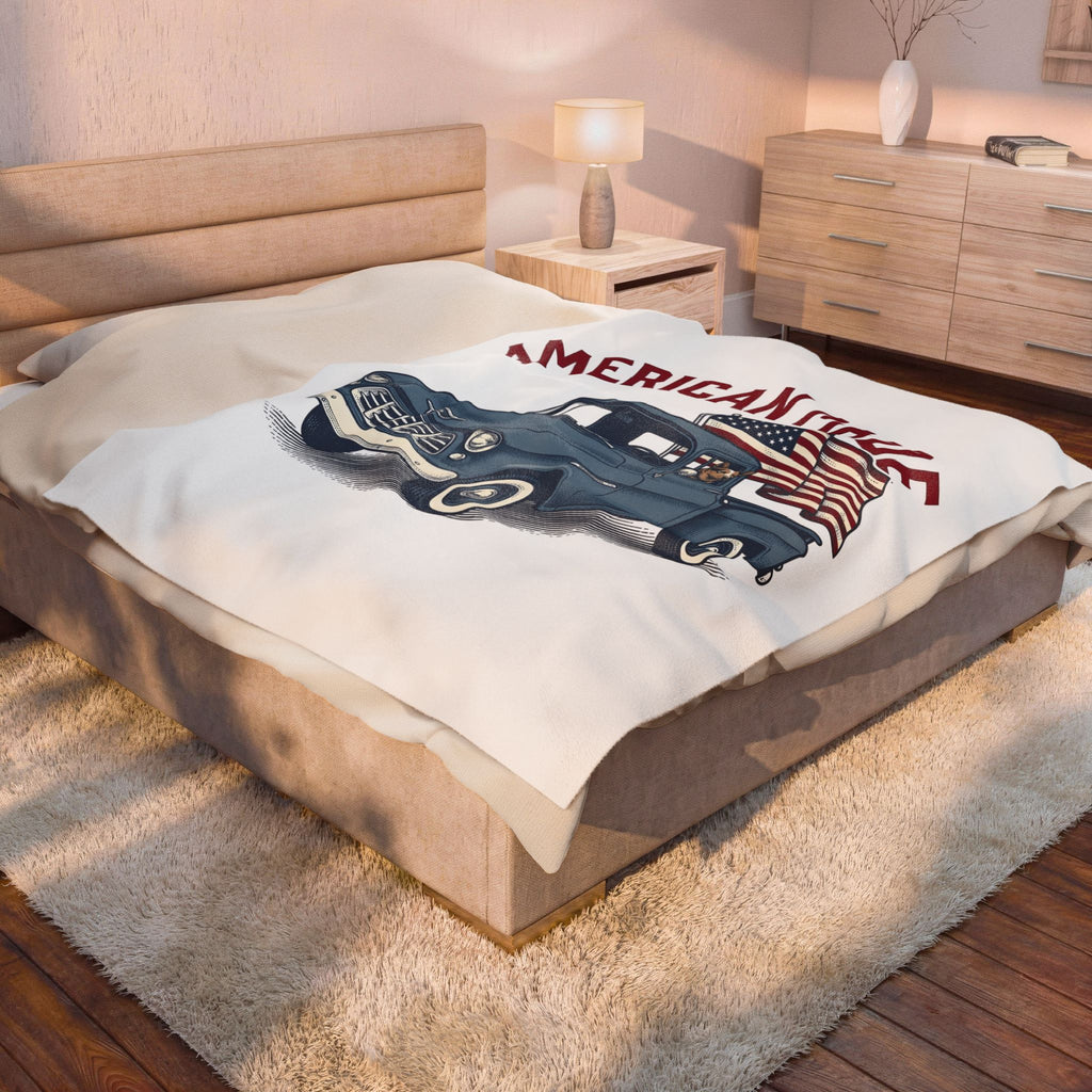 Classic Truck America 4Th Of July Independence Gift Vintage Lorry Patriot Enthusiast Retro Liberty Blanket