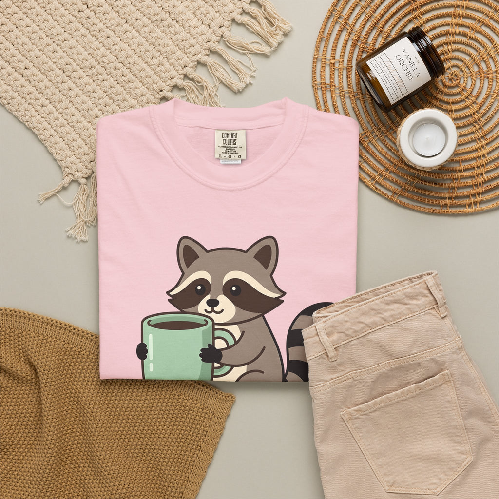 Raccoon Coffee T-Shirt Nurses Coffee Gift Women Cute T-Shirt Coffee T-Shirt Nurse Enthusiast Adorable T-Shirt Caffeinated Graphic Coffee