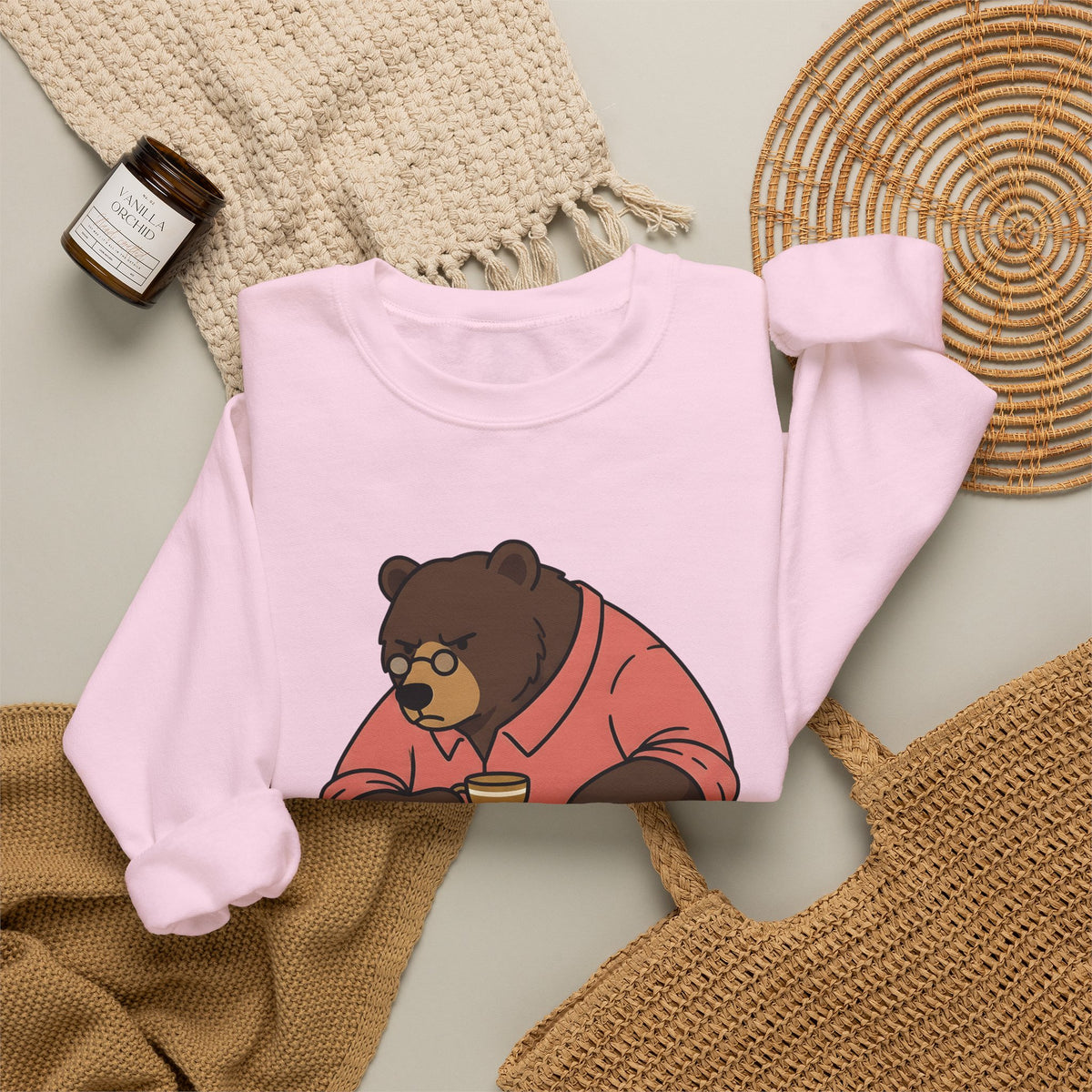 Bear Mocha Sweatshirt Teachers Caffeine Gift Women Illustration Sweatshirt Mocha Sweatshirt Educator Enthusiast Drawing Sweatshirt Caffeine Graphic Doodle