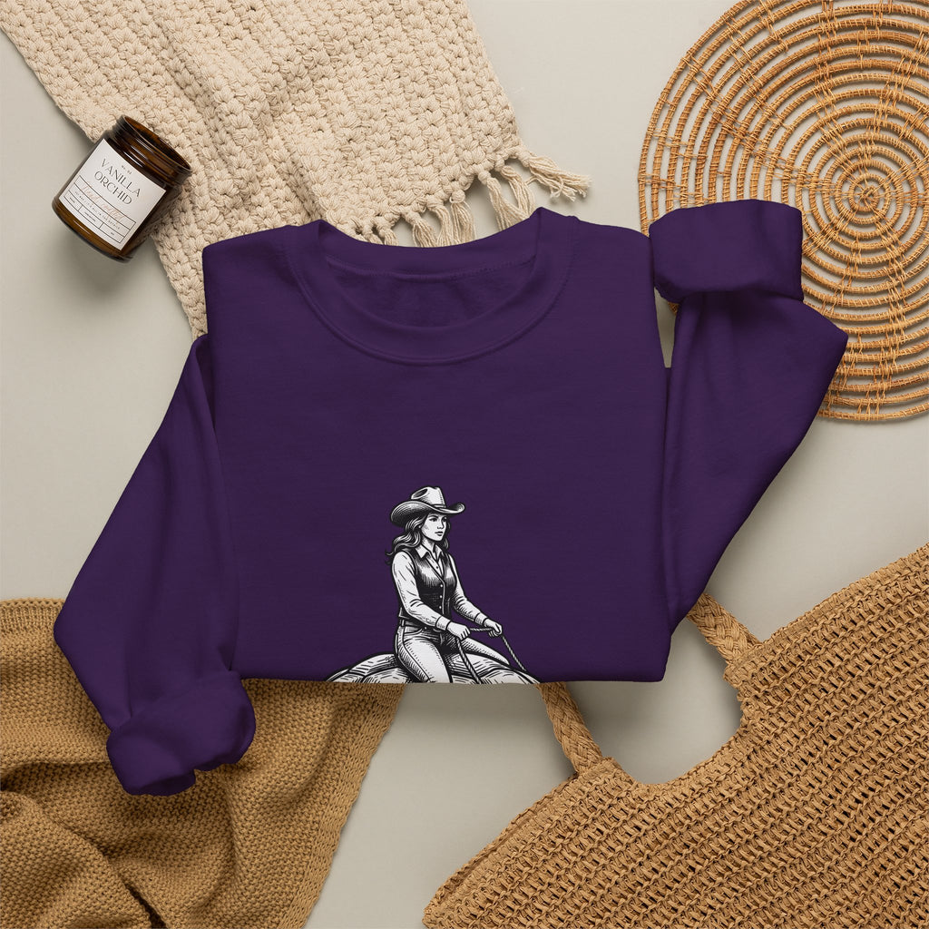 Cowgirl Riding Tortoise Sweatshirt Cowgirl Western Gift Women Vintage Sweatshirt Cowgirl Riding Turtle Sweatshirt Rodeo Fan Retro Sweatshirt Western Design