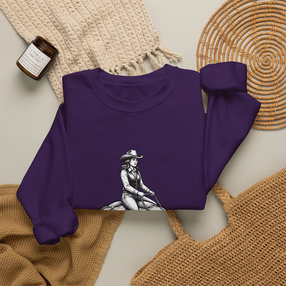 Cowgirl Riding Tortoise Sweatshirt Cowgirl Western Gift Women Vintage Sweatshirt Cowgirl Riding Turtle Sweatshirt Rodeo Fan Retro Sweatshirt Western Design