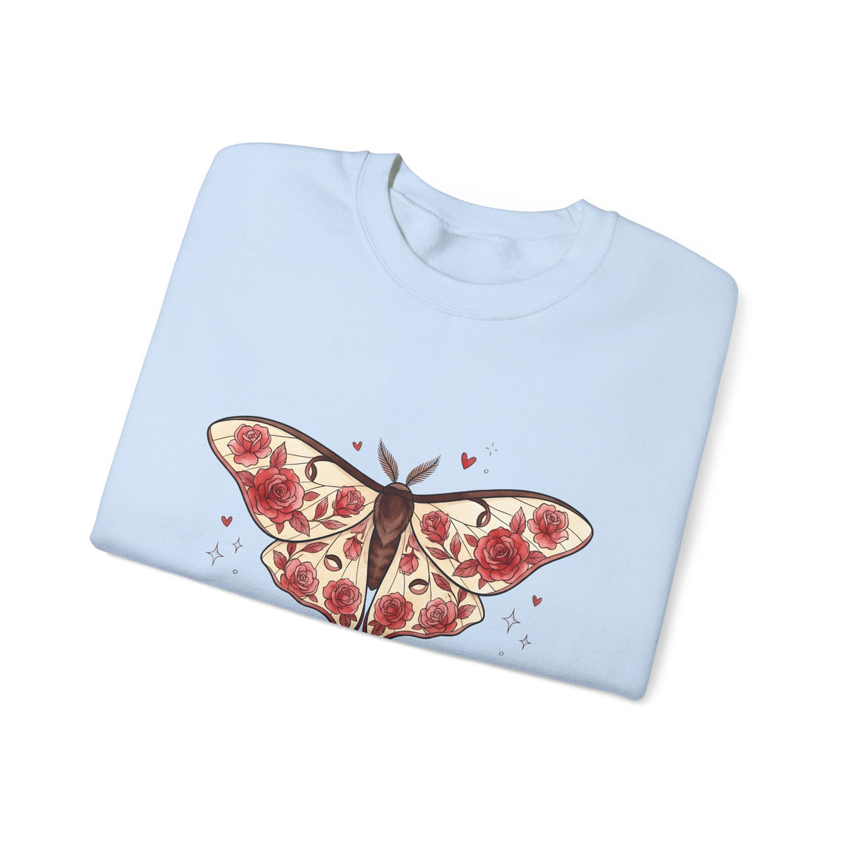 Moth Rose Sweatshirt St. Valentine's Day Floral Gift Women Boho Sweatshirt Rose Sweatshirt Valentine Fan Bohemian Sweatshirt Floral Graphic Tattoo Ribbon