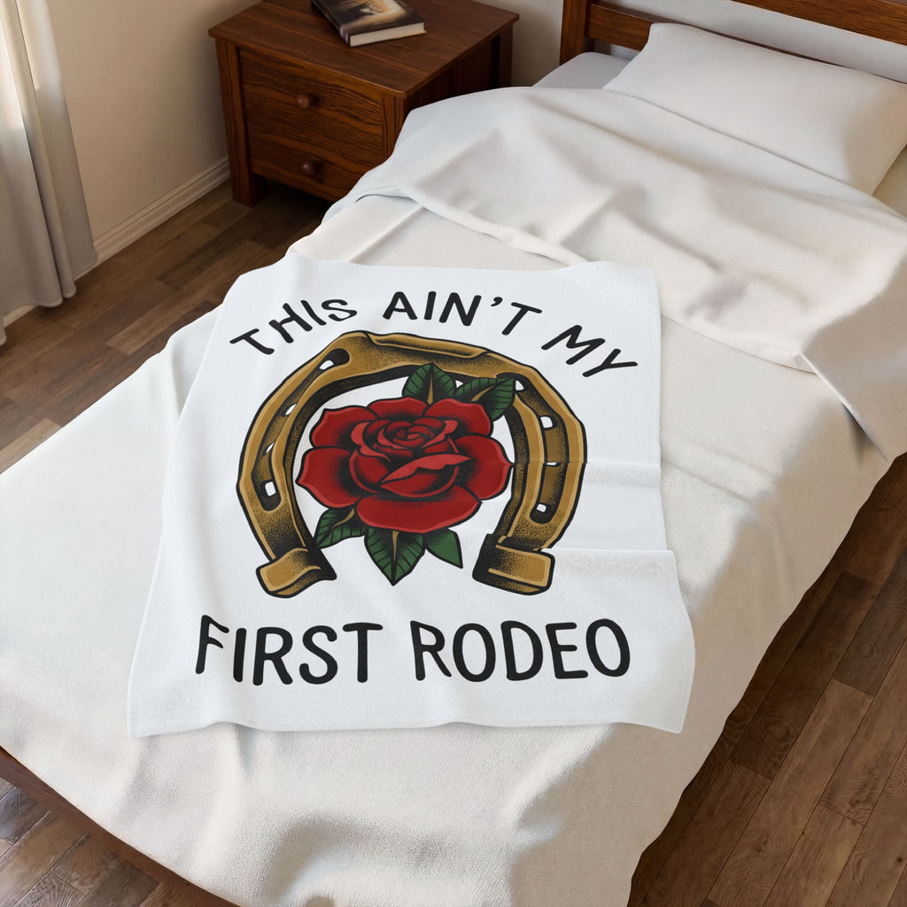 Horse Shoe Rose Blanket Cowgirl Prairie Gift Women Americana Tattoo Blanket Rose Blanket Rodeo Fan Tattooed Blanket Plains Graphic Sketch Petal