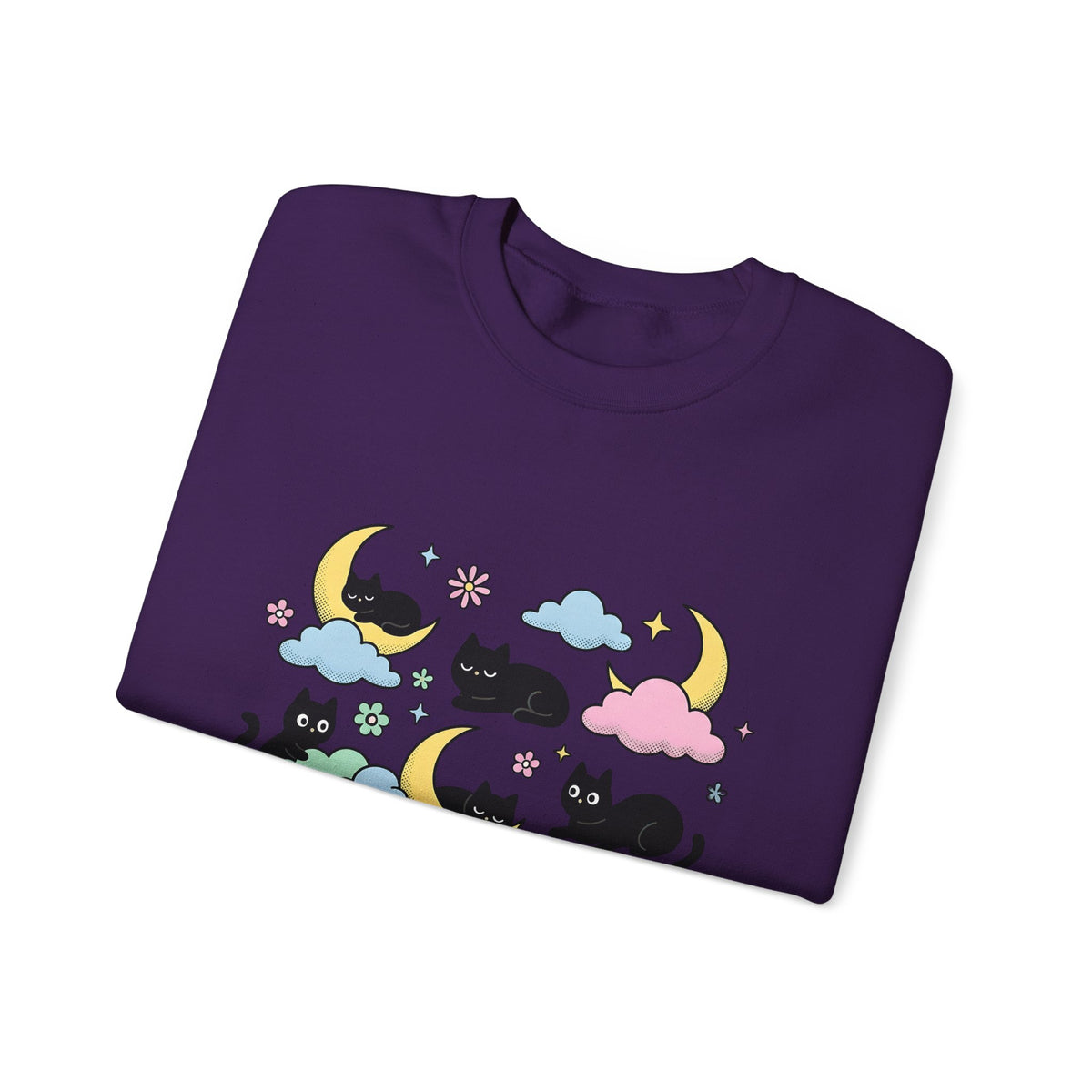 Black Cats Sweatshirt Cat Celestial Gift Women Kawaii Sweatshirt Kitties Sweatshirt Cat Fan Astrology Graphic Sweatshirt Pastel Crescent Moon Sweatshirt