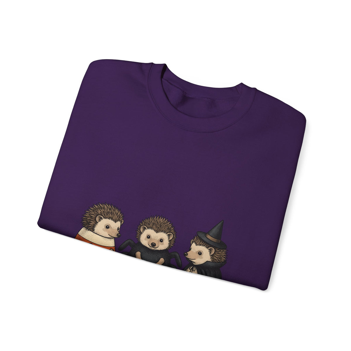 Porcupine Costumes Sweatshirt Halloween Critter Gift Women Lovable Sweatshirt Quill Pig Sweatshirt Horror Fan Quilled Graphic Sweatshirt Ink Drawing Wizard Hat
