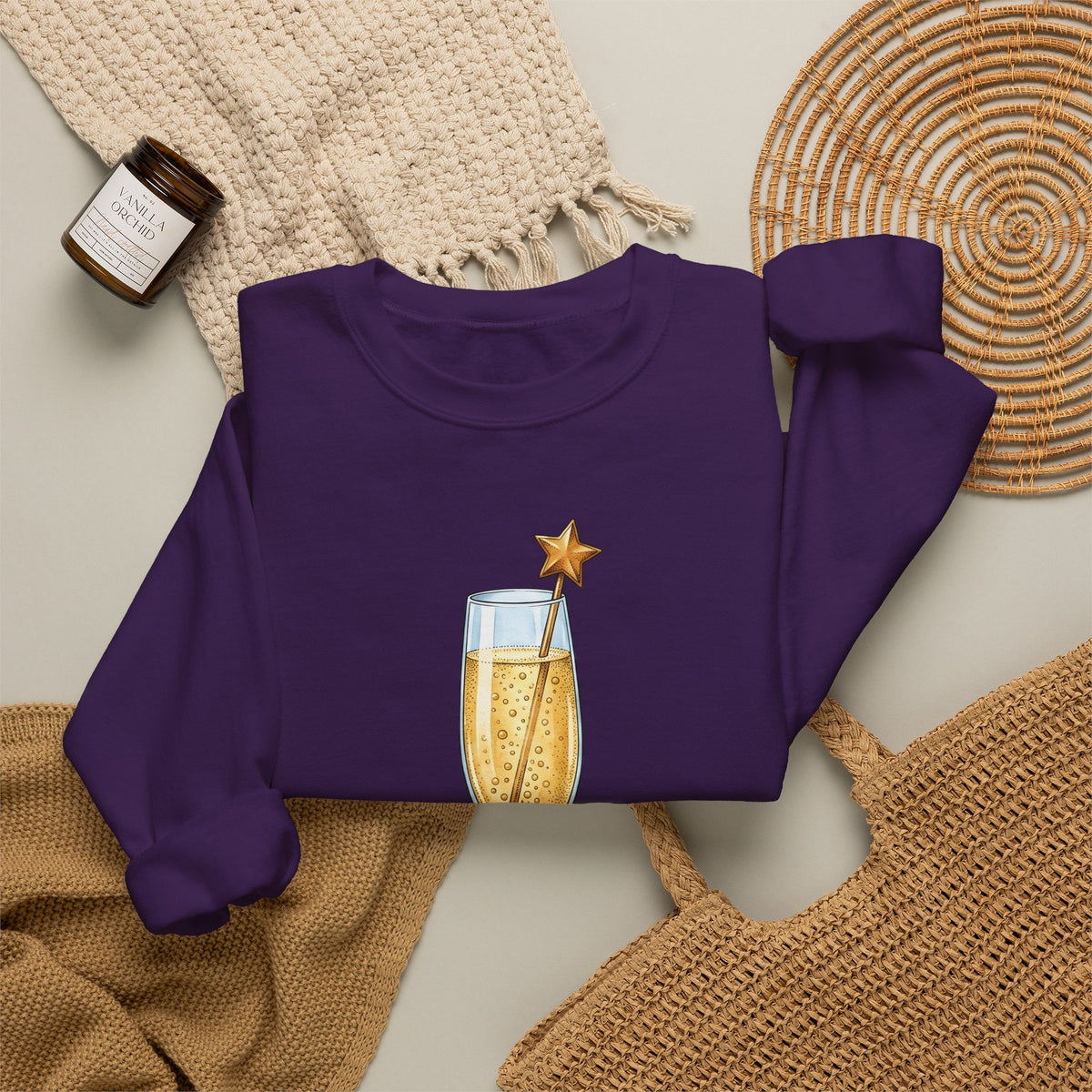 Flute Glass Holiday Occasion Gift Minimalist Glassware Christmas Fan Simple Celebration Sweatshirt