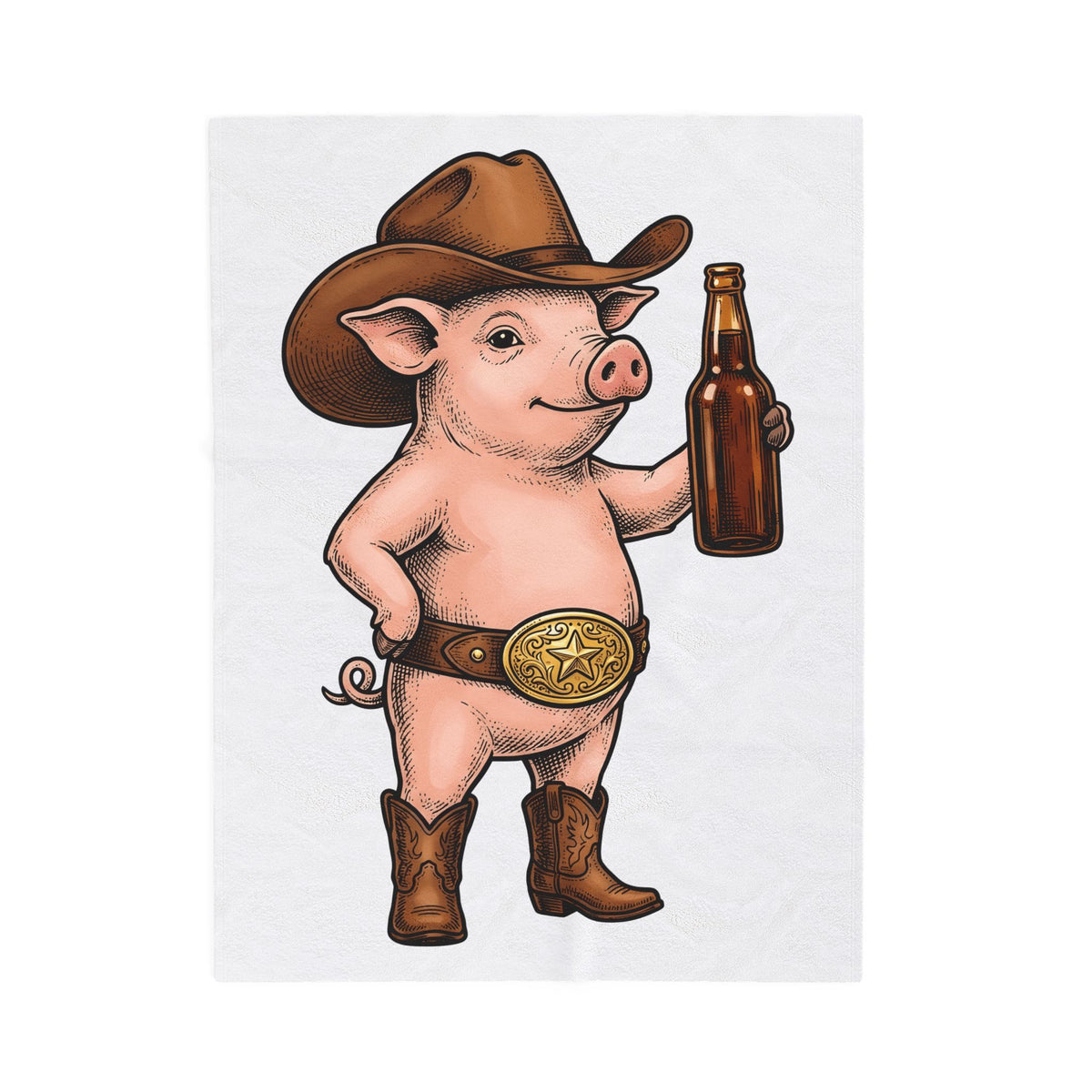 Western Pig Cowgirl Country Gift Cartoon Swine Rodeo Fan Rustic Old School Blanket