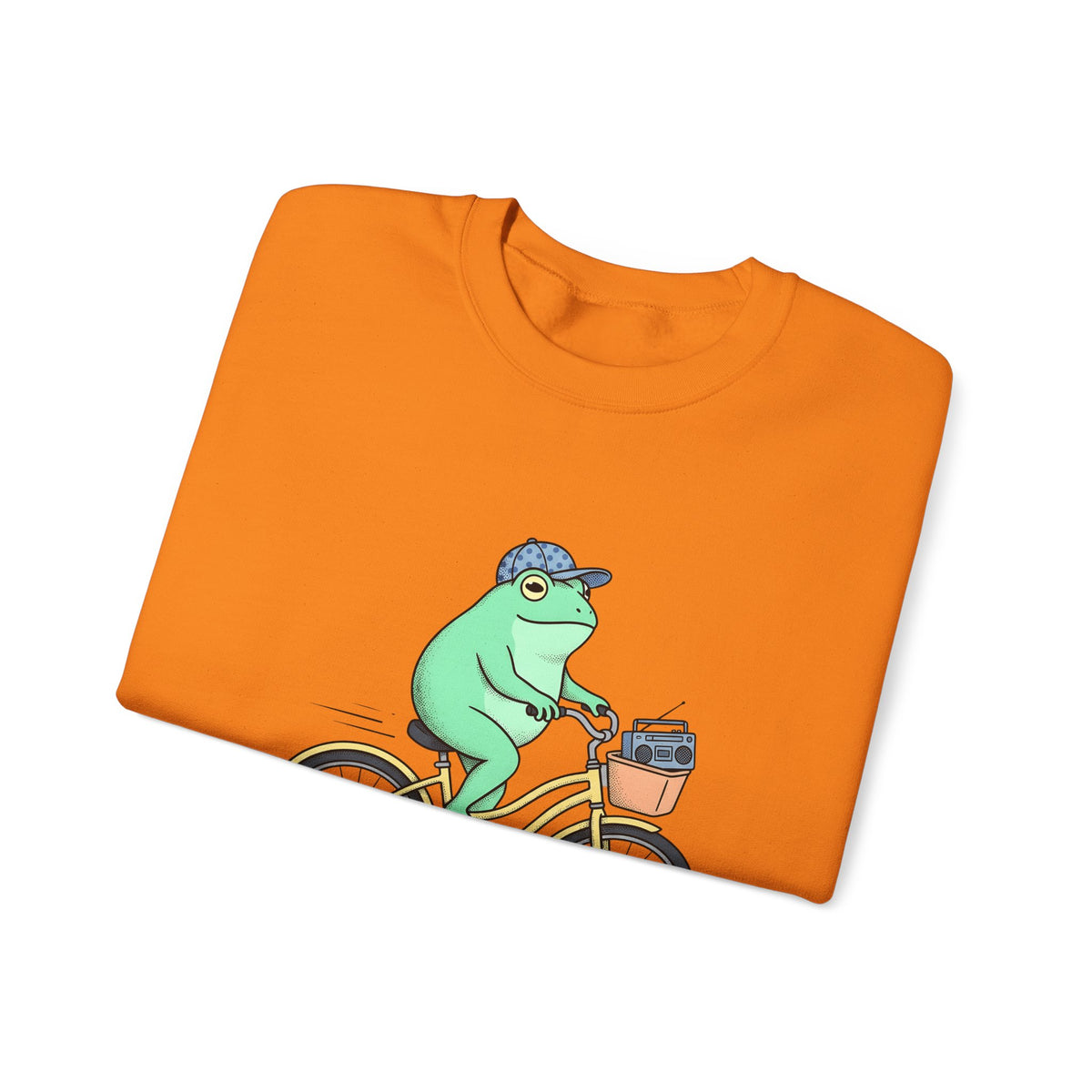 Frog Cycle Sweatshirt Funny Critters Gift Women Graphic Sweatshirt Toad Sweatshirt Humor Fan Cartoon Sweatshirt Creature Graphic Old School Music Player Sweatshirt