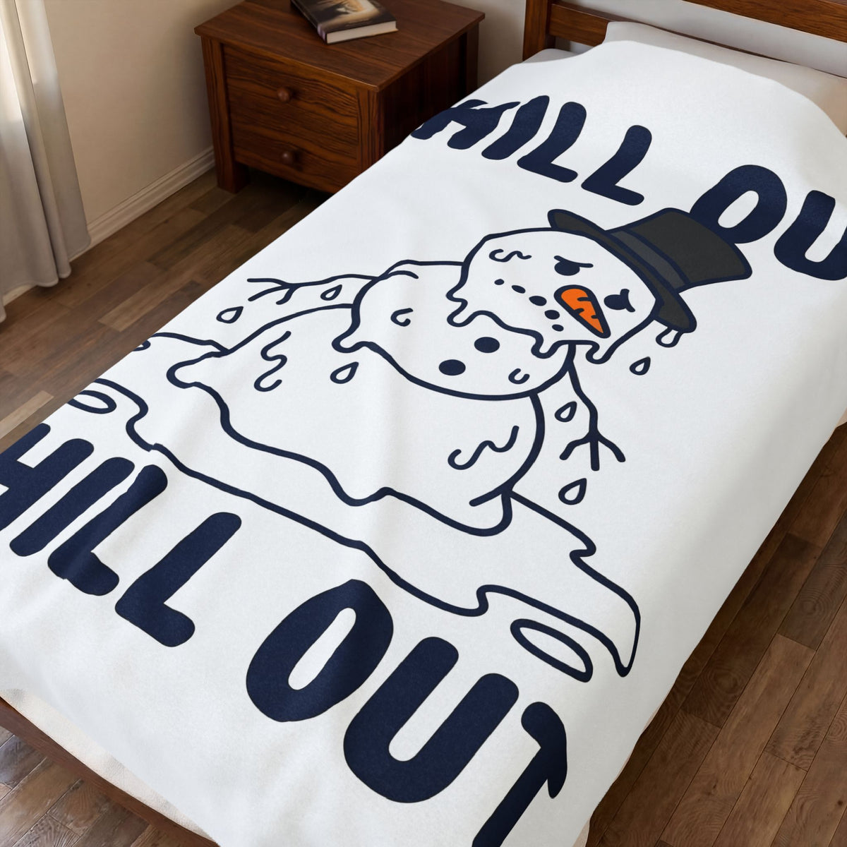 Melting Snowman Blanket Christmas Comedy Gift Women Illustration Blanket Frosty Blanket Xmas Fan Drawing Graphic Sketch Top Hat Blanket