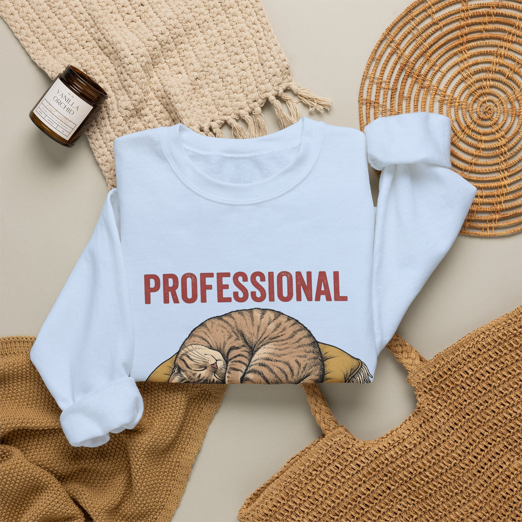 Resting Cat Sweatshirt Cat Comedy Gift Women Classic Sweatshirt Kitten Sweatshirt Feline Fan Cat Sweatshirt Humor Graphic Doodle Headrest Sweatshirt