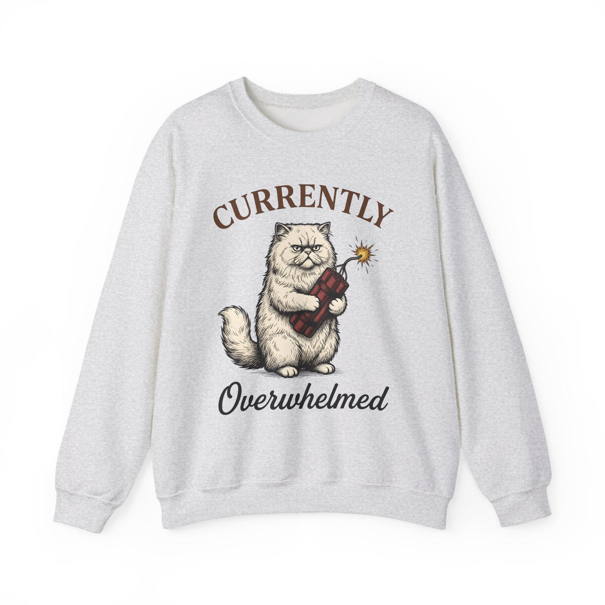 Upset Cat Sweatshirt Funny Wildlife Gift Women Old School Sweatshirt Angry Cat Sweatshirt Humor Fan Vintage Sweatshirt Animal Graphic Doodle Explosion Sweatshirt
