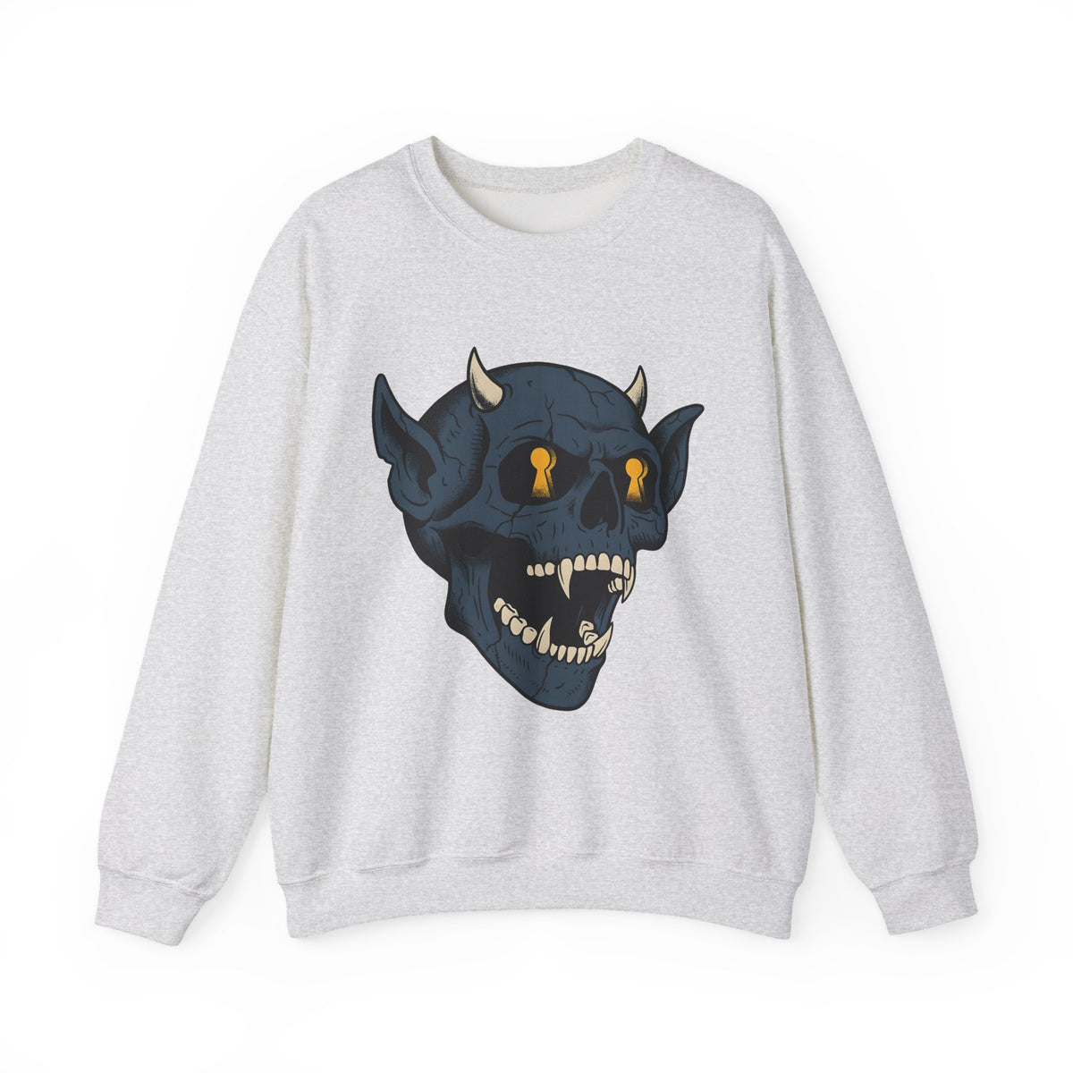 Devil Skull Sweatshirt Halloween Horror Gift Women Tattoo Sweatshirt Skull Sweatshirt Horror Fan Scary Graphic Sweatshirt Retro Teeth Sweatshirt