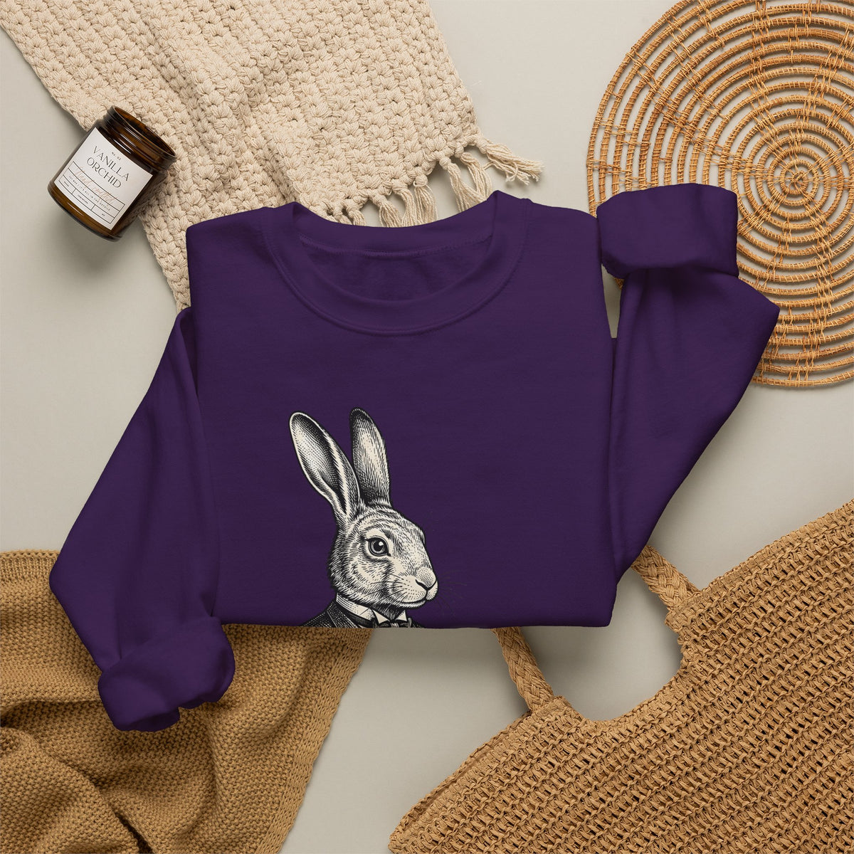 Rabbit Bartender Sweatshirt Animal Bar Gift Women Vintage Sweatshirt Bunny Sweatshirt Pet Fan Retro Sweatshirt Pub Graphic Hand Drawn Playing Card Sweatshirt