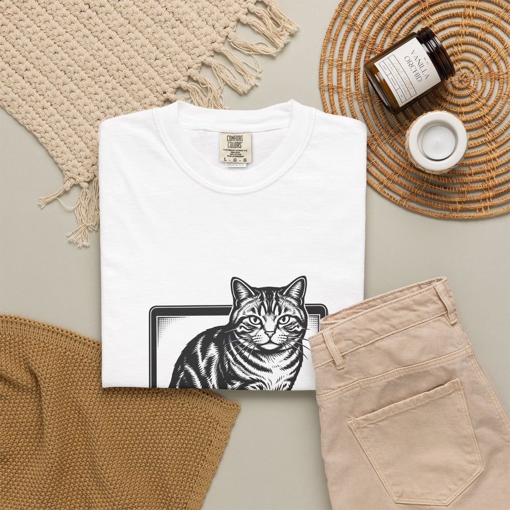 Orange Cat T-Shirt Cat Gadgets Gift Women Classic T-Shirt Kitty T-Shirt Cat Fan Retro T-Shirt Tech Graphic Doodle Notebook T-Shirt