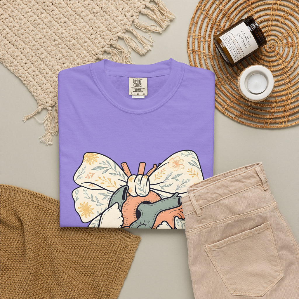 Realistic Heart T-Shirt Nurses Medicine Gift Women Flower T-Shirt Heart T-Shirt Nurse Enthusiast Floral T-Shirt Medical Graphic Classic Knot T-Shirt