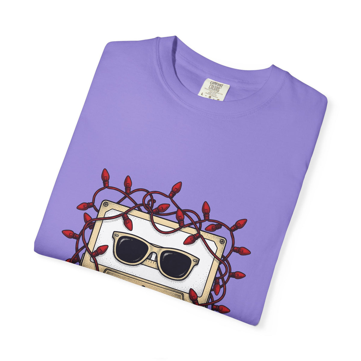 Cassette Tape T-Shirt Christmas Music Gift Women Retro T-Shirt Mixtape T-Shirt Xmas Fan Retro T-Shirt Melody Graphic Vintage Sunglasses T-Shirt