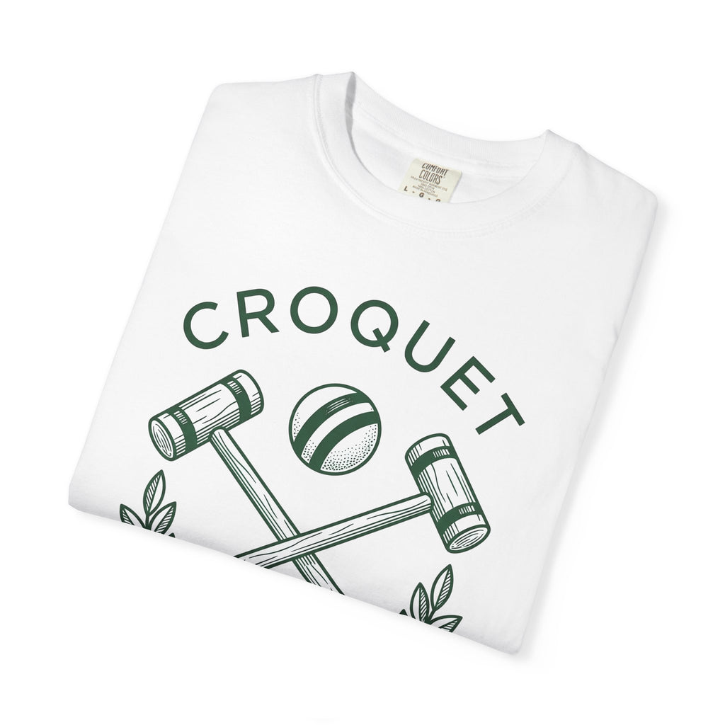 Croquet Mallets T-Shirt Croquet Lawn Gift Women Vintage T-Shirt Mallets T-Shirt Croquet Fan Croquetage T-Shirt Yard Graphic Hand Drawn Laurel