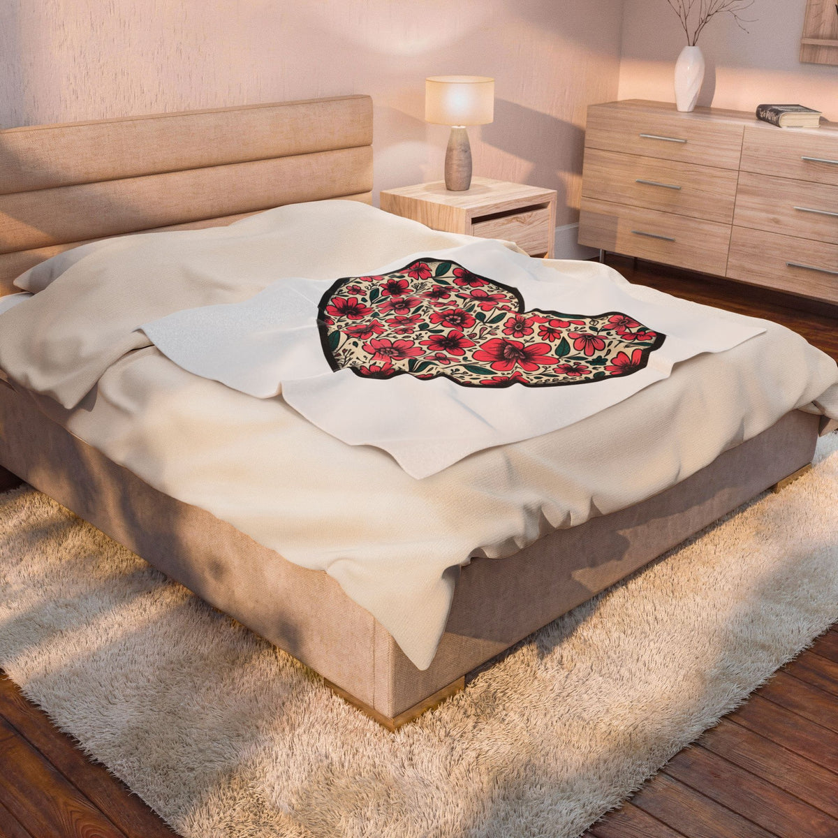 Blossom Heart Blanket Boho Chic Affection Gift Women Line Art Blanket Heart Blanket Hippie Fan Minimalist Blanket Love Graphic Cartoon Garden