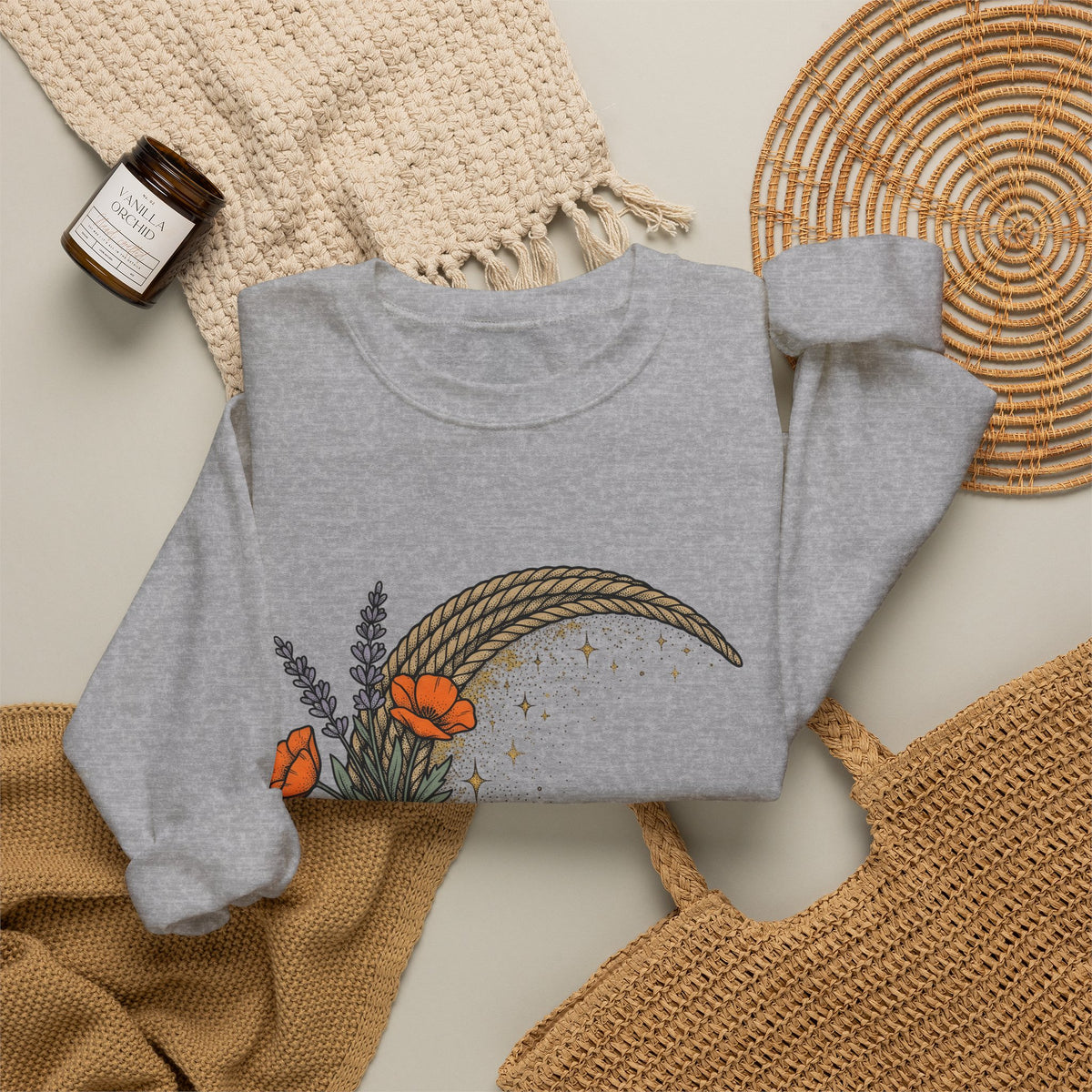 Rope Moon Sweatshirt Cowgirl Western Gift Women Boho Sweatshirt Lunar Sweatshirt Rodeo Fan Hippie Sweatshirt Country Graphic Vintage Wildflowers Sweatshirt