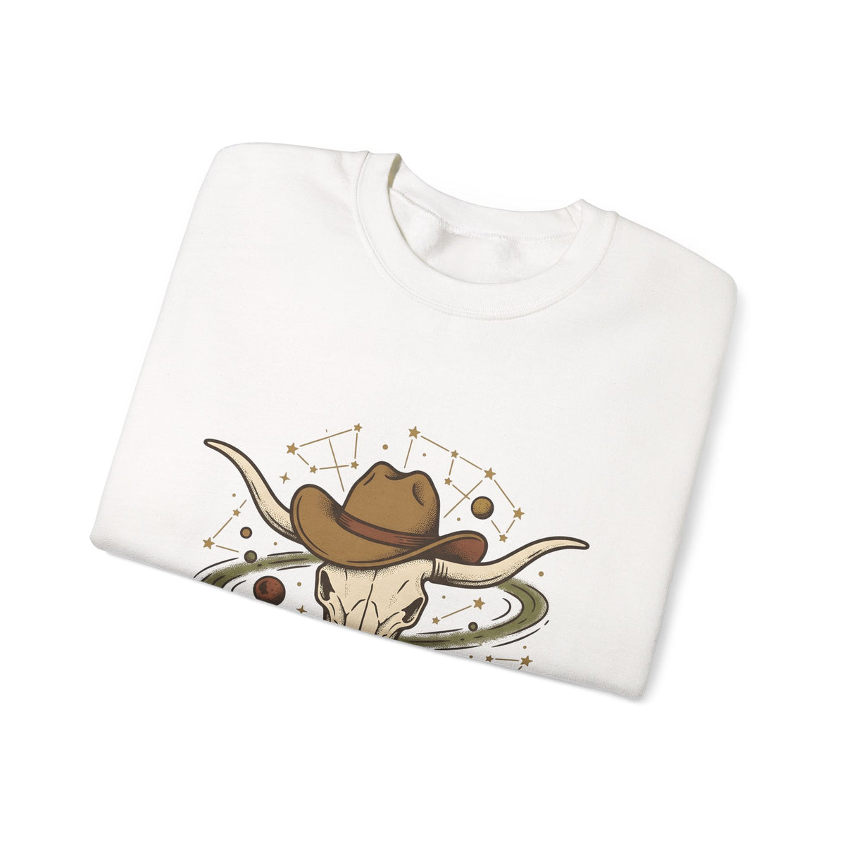 Longhorn Skull Hat Sweatshirt Cowgirl Western Gift Women Vintage Sweatshirt Skullcap Sweatshirt Rodeo Fan Retro Sweatshirt Design Retro Planets Sweatshirt