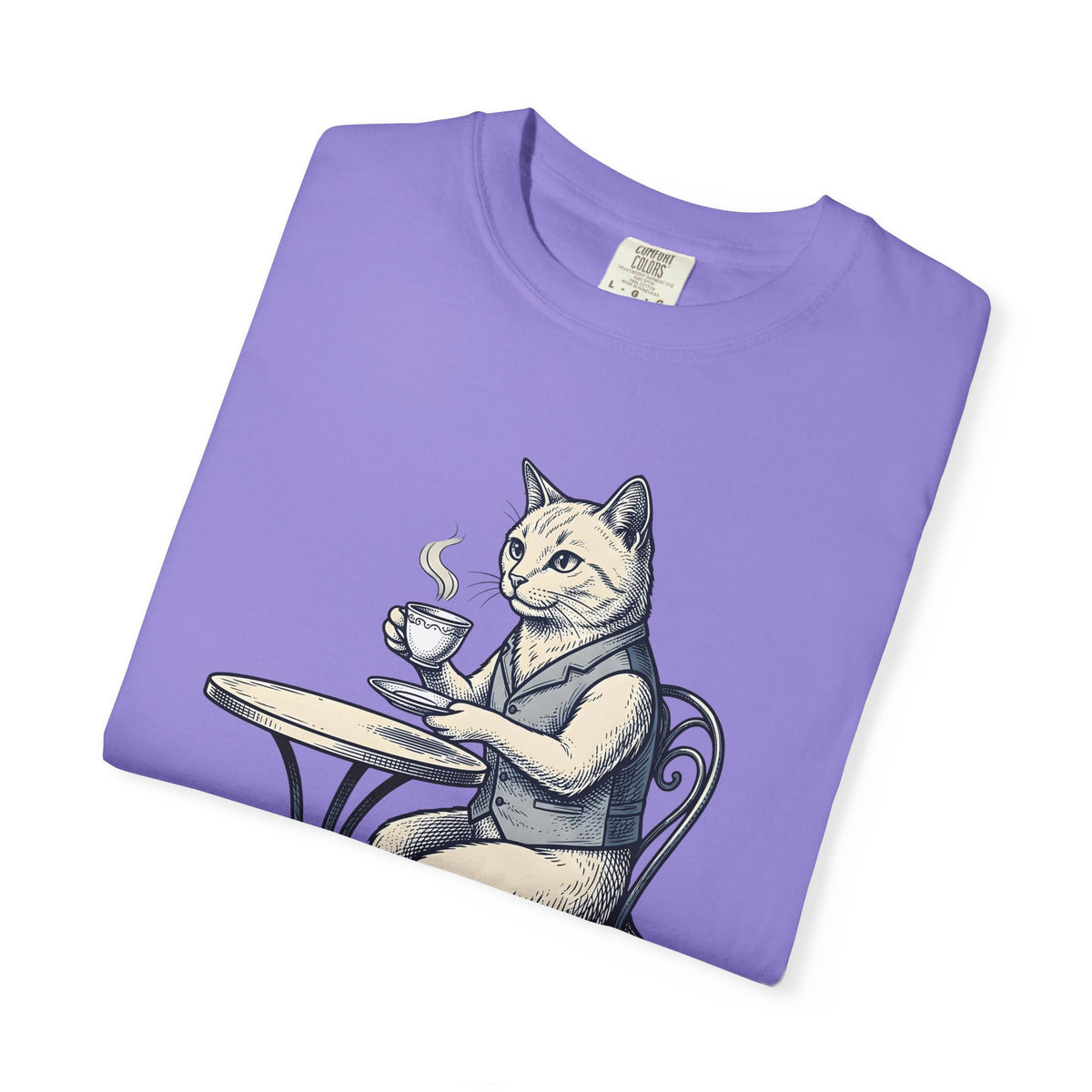 Cat Mocha T-Shirt Coffee Creature Gift Women Nostalgic T-Shirt Kitten T-Shirt Coffee Fan Animal Graphic Doodle Café Bench T-Shirt