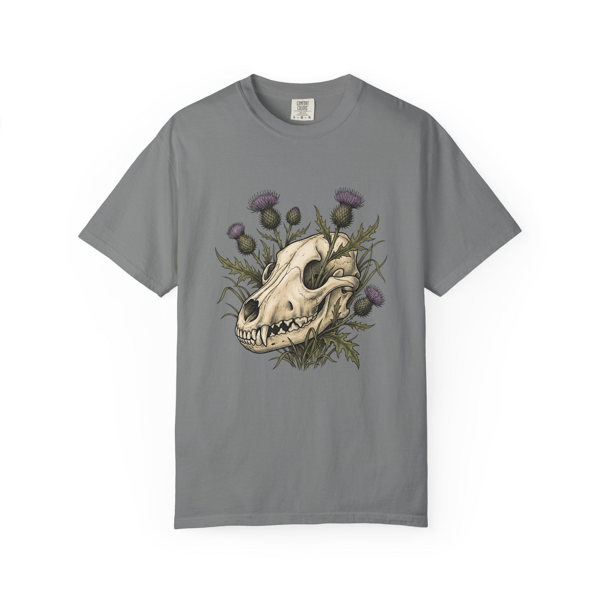 Animal Skull T-Shirt Animals & Flowers Spooky Gift Women Sketch T-Shirt Cranium T-Shirt Wildlife Fan Illustration Graphic T-Shirt Hand Drawn