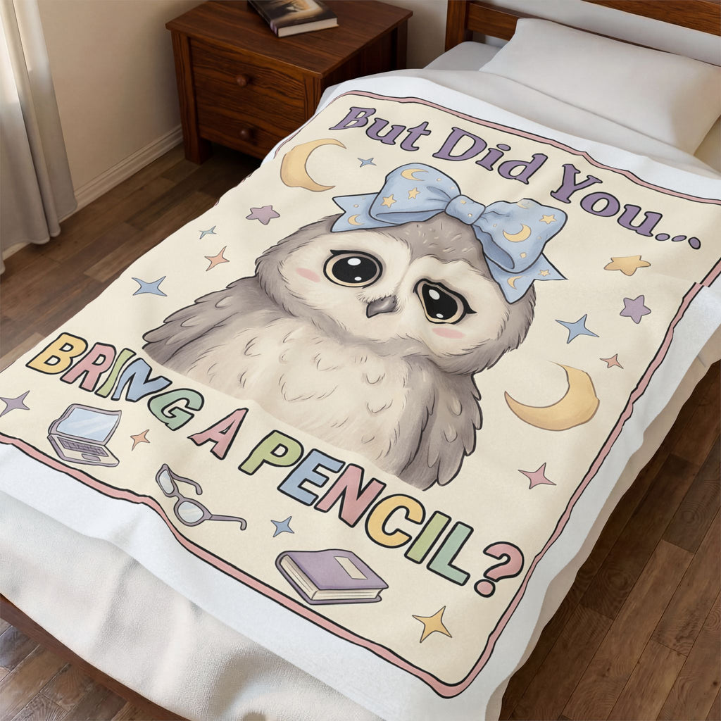 Owl Bow Blanket Teachers School Gift Women Kawaii Blanket Owl Blanket Educator Enthusiast Cute Blanket Classroom Graphic Pastel Laptop Blanket