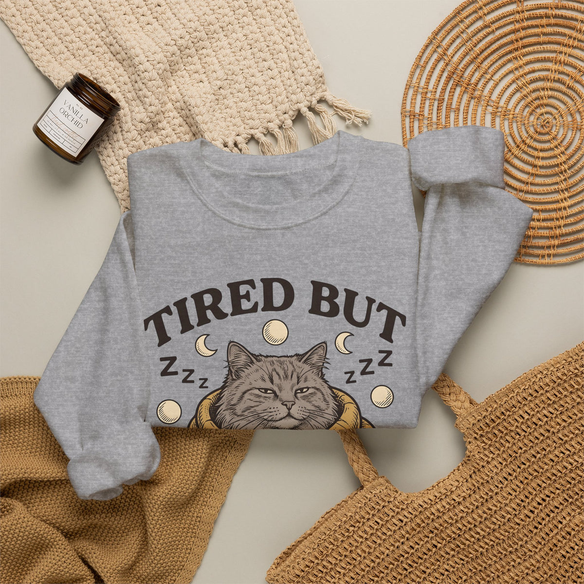 Cat Sweatshirt Sweatshirt Cat Cozy Gift Women Vintage Sweatshirt Throw Sweatshirt Sweatshirt Cat Fan Retro Sweatshirt Snug Graphic Hand Drawn Moon Sweatshirt