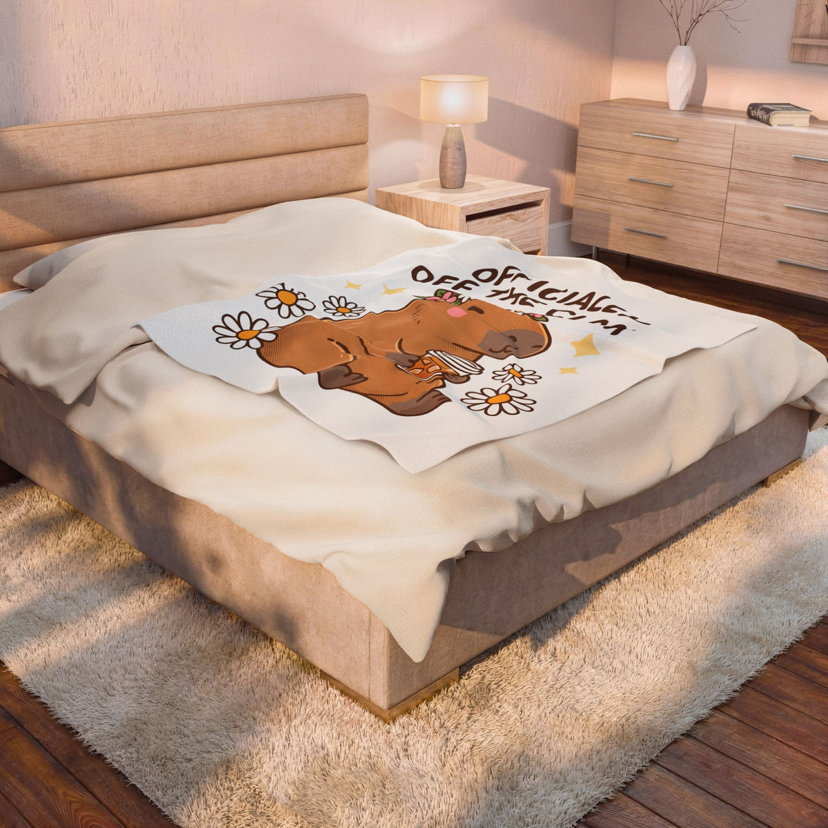 Capybara Coffee Blanket Nurses Animal Gift Women Cute Blanket Coffee Blanket Nurse Enthusiast Adorable Blanket Wildlife Graphic Cartoon Daisies
