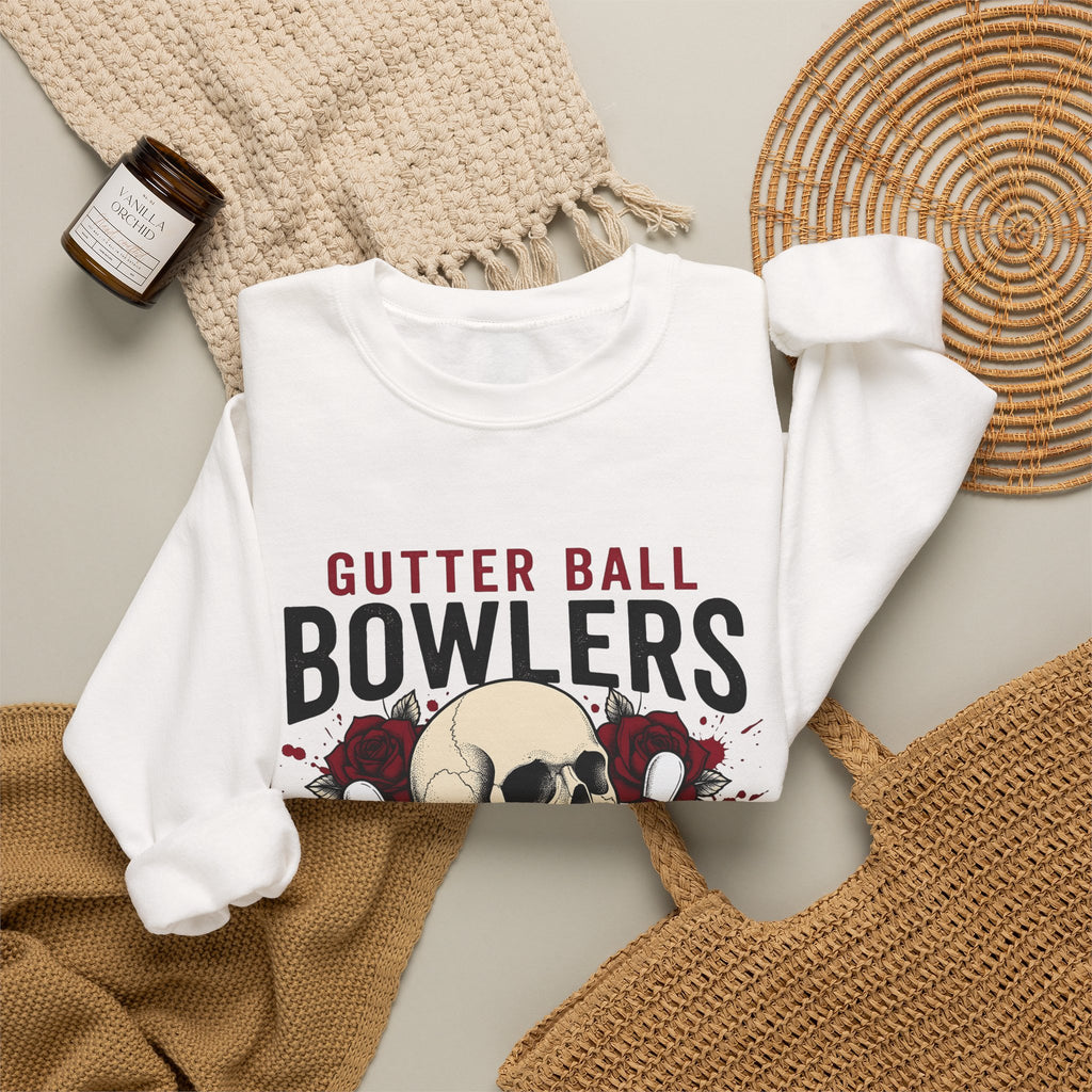 Skull Bowling Pins Sweatshirt Bowling Humor Gift Women Tattoo Sweatshirt Bowling Pin Sweatshirt Bowling Fan Traditional Sweatshirt Funny Graphic Vintage Roses