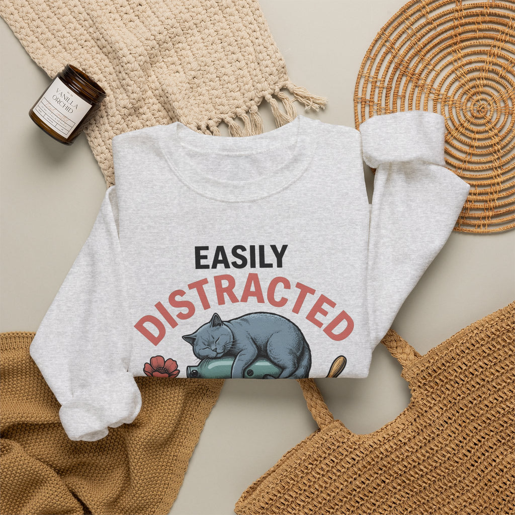 Cat Blender Sweatshirt Cat Dessert Gift Women Retro Sweatshirt Blender Sweatshirt Cat Fan Vintage Sweatshirt Pastry Graphic Sketch Blossoms Sweatshirt
