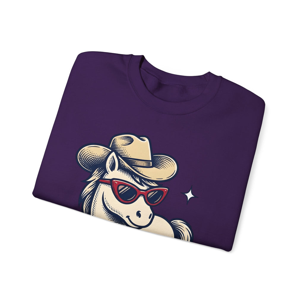 Horse Cowboy Hat Sweatshirt Cowgirl Cowboy Gift Women Classic Sweatshirt Equine Sweatshirt Rodeo Fan Western Sweatshirt Cowboy Graphic Line Art Eyeglasses