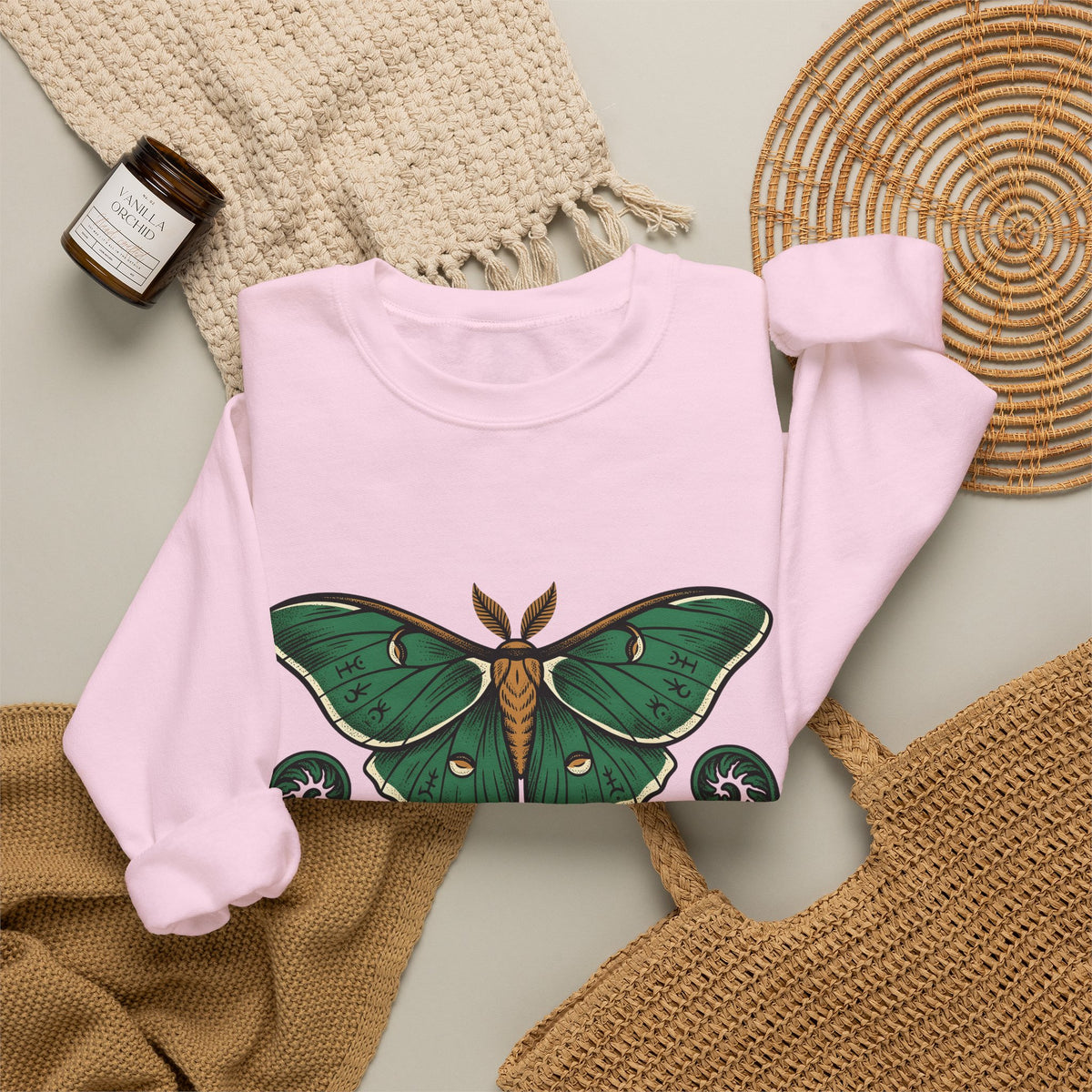 Luna Bug Sweatshirt Boho Chic Environment Gift Women Antique Sweatshirt Firefly Sweatshirt Bohemian Fan Vintage Sweatshirt Eco Graphic Line Art Greenery Sweatshirt