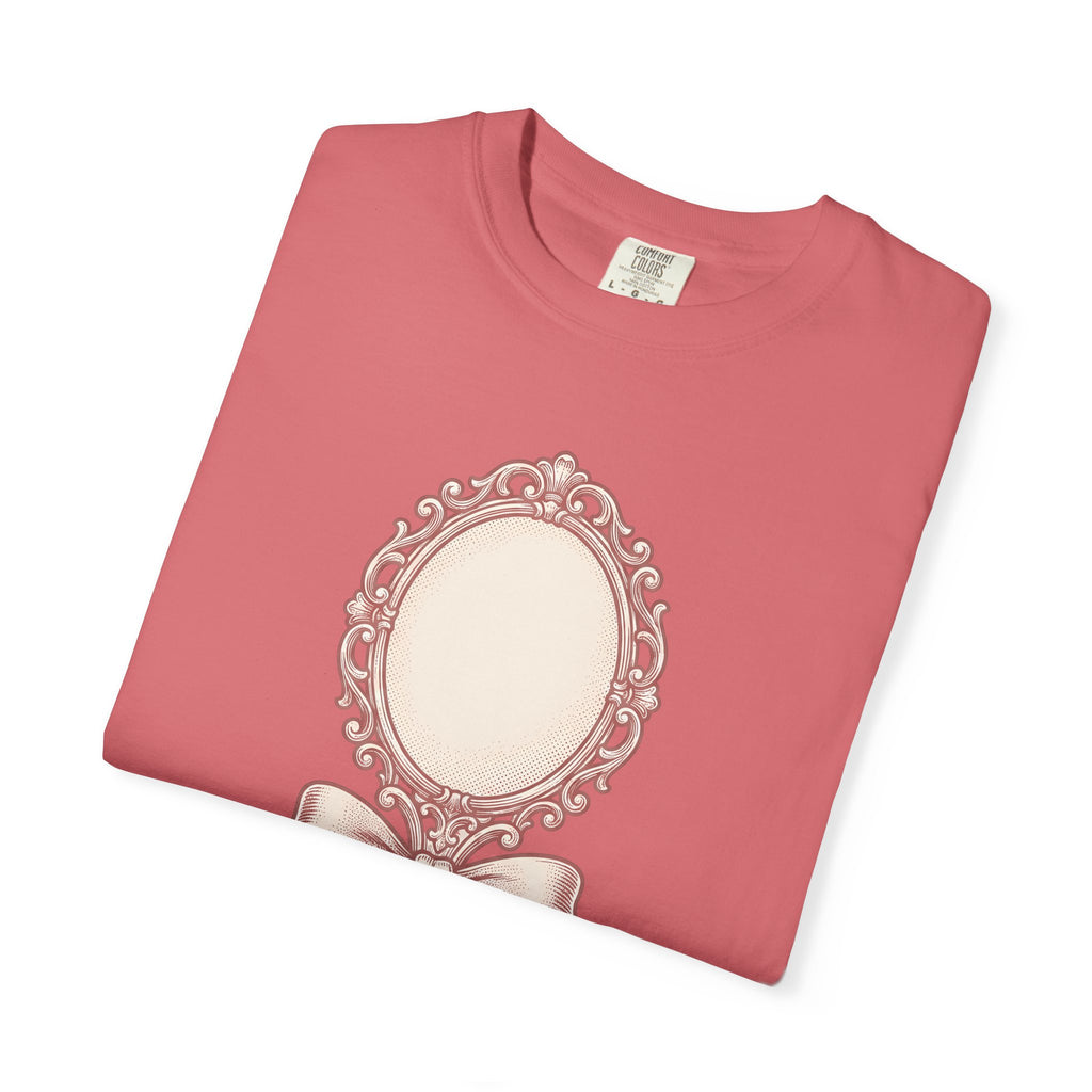 Fancy Mirror T-Shirt Cute Clothing Gift Women Antique T-Shirt Glass T-Shirt Adorable Fan Vintage T-Shirt Apparel Graphic Doodle Knot T-Shirt