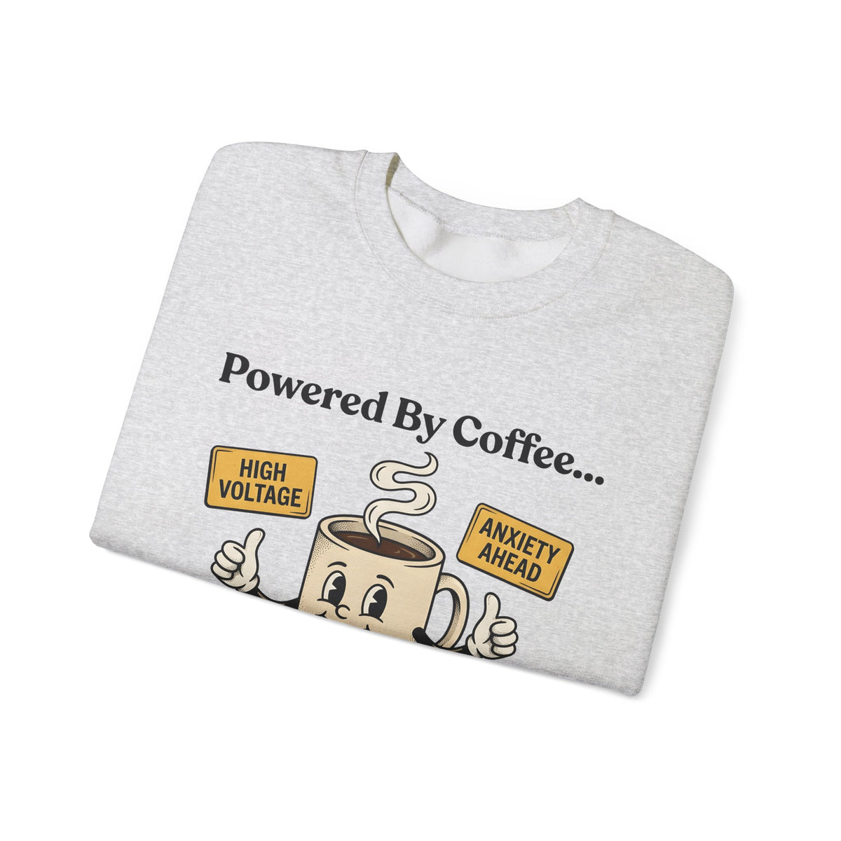 Coffee Cup Mascot Sweatshirt Coffee Jokes Gift Women Comic Sweatshirt Sweatshirt Sweatshirt Caffeine Fan Cartoon Sweatshirt Humor Graphic Retro Caution Symbols Sweatshirt