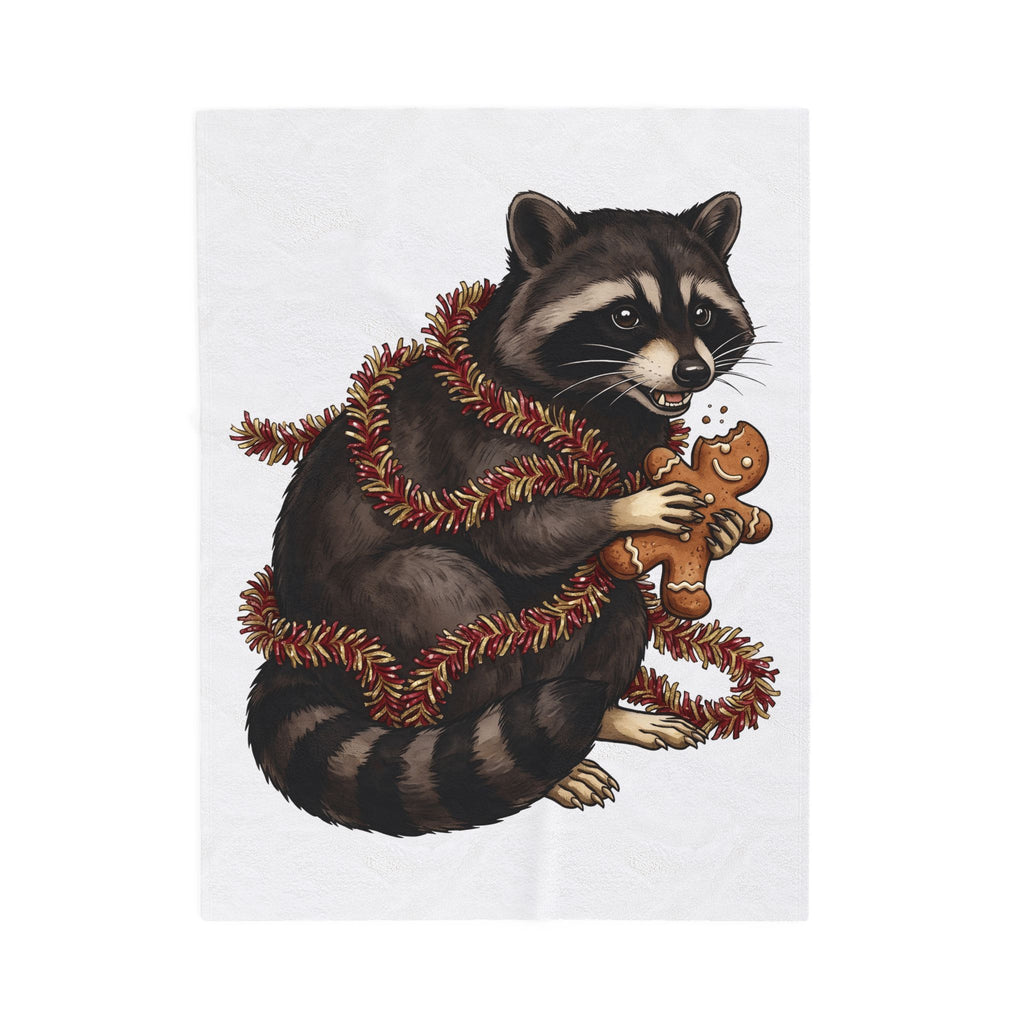 Raccoon Graphic Blanket Christmas Animal Gift Women Cute Blanket Trash Panda Blanket Xmas Fan Wildlife Graphic Illustration Hand Drawn Gingerbread