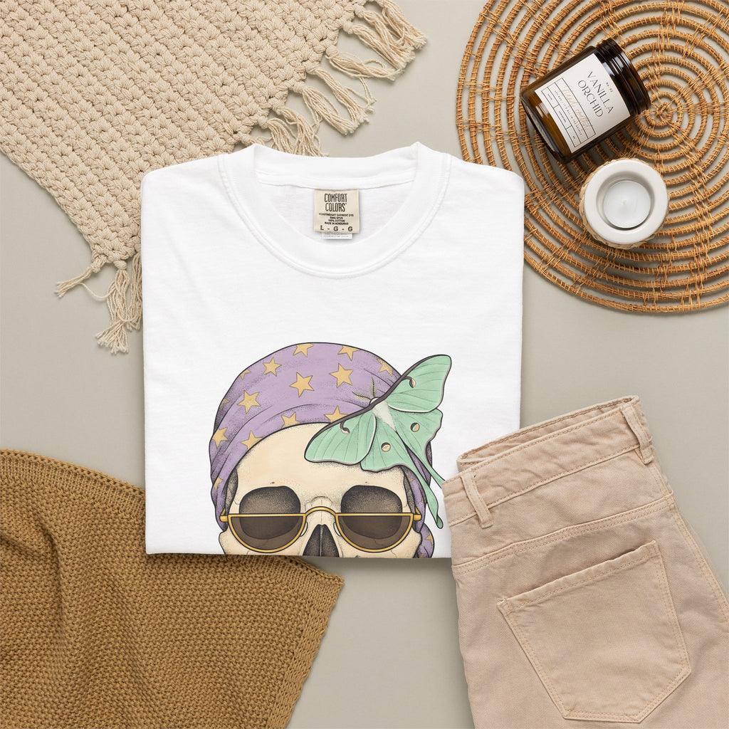 Skull Handkerchief T-Shirt Boho Chic Gothic Fashion Gift Women Ethnic T-Shirt Bandana T-Shirt Bohemian Fan Tribal T-Shirt Dark Graphic Rustic