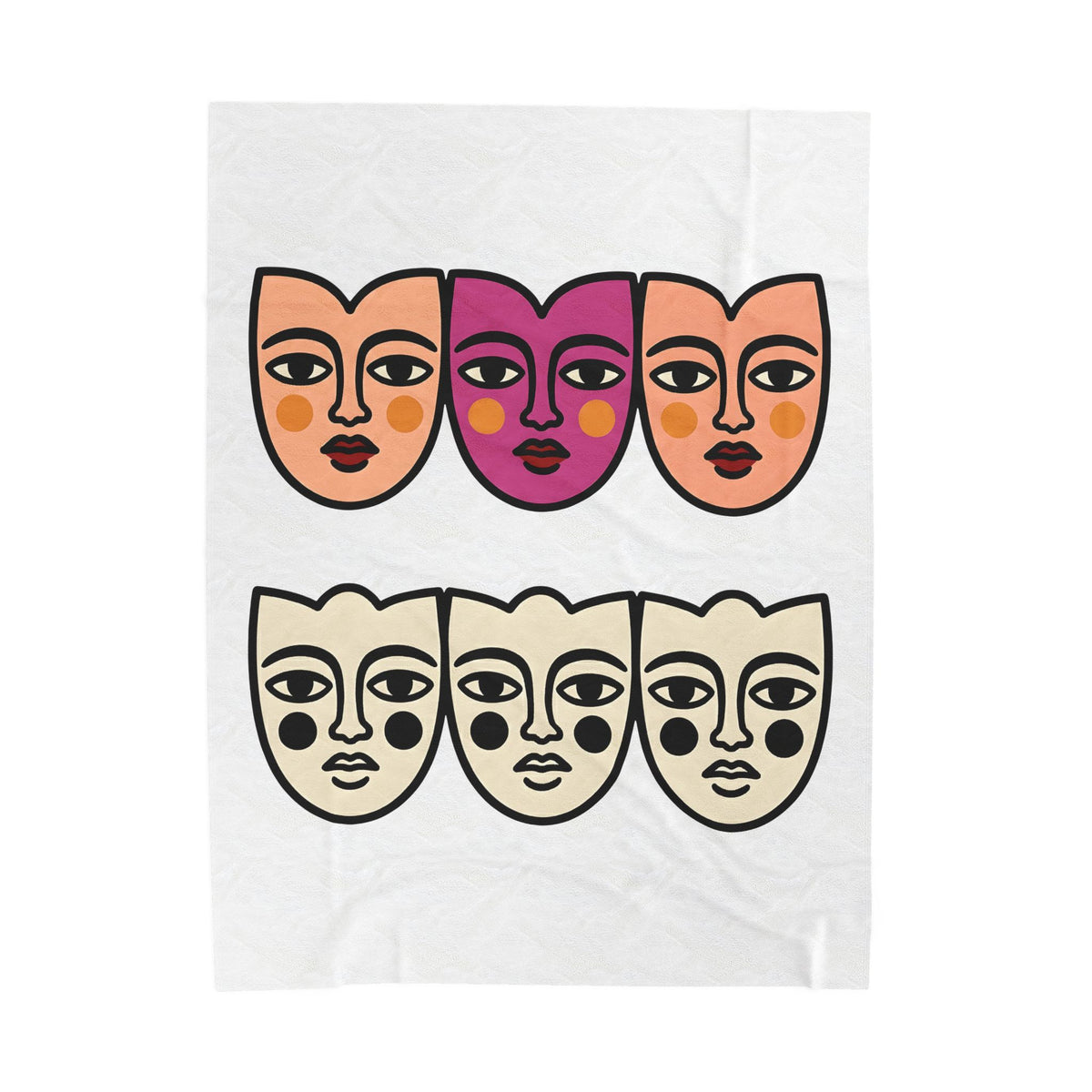 Abstract Faces Blanket Abstract Art Gift Women Modern Blanket Faces Blanket Art Fan Contemporary Blanket Artistic Graphic Minimal Bold Outlines