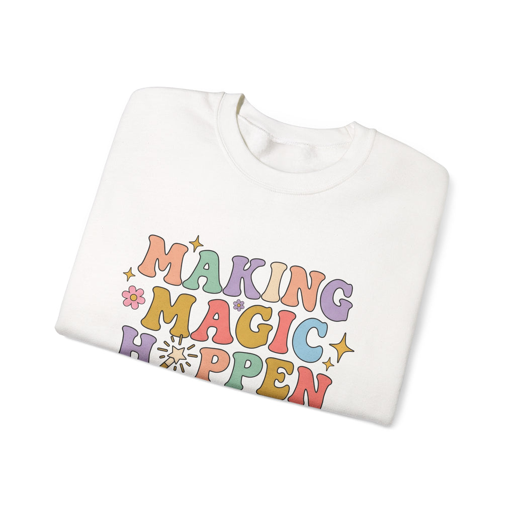 Enchanted Rod Design Sweatshirt Teachers Thanks Gift Women Line Art Sweatshirt Magic Wand Sweatshirt Educator Enthusiast Illustration Graphic Appreciation
