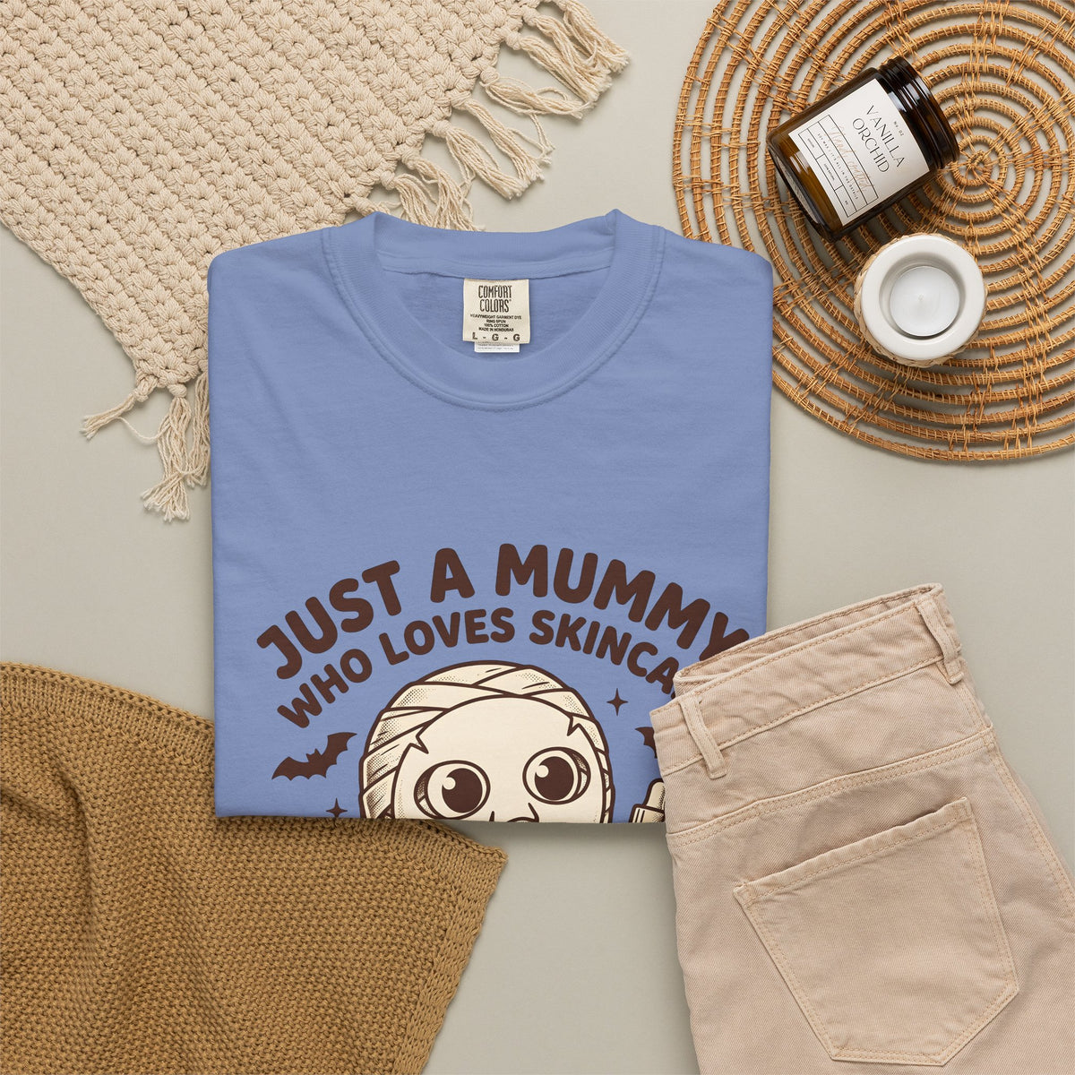 Mummy Costume T-Shirt Halloween Makeup Gift Women Animated T-Shirt Wrap T-Shirt Horror Fan Cartoon T-Shirt Cosmetics Graphic