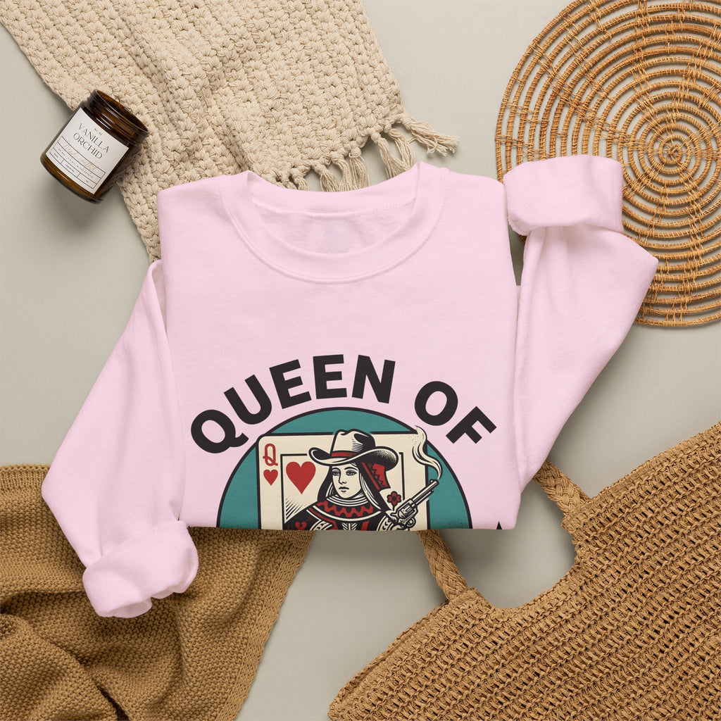 Poker Cowgirl Sweatshirt Cowgirl Rodeo Gift Women Vintage Sweatshirt Gambler Sweatshirt Cowgirl Fan Distressed Graphic Sweatshirt Retro Pistol Sweatshirt