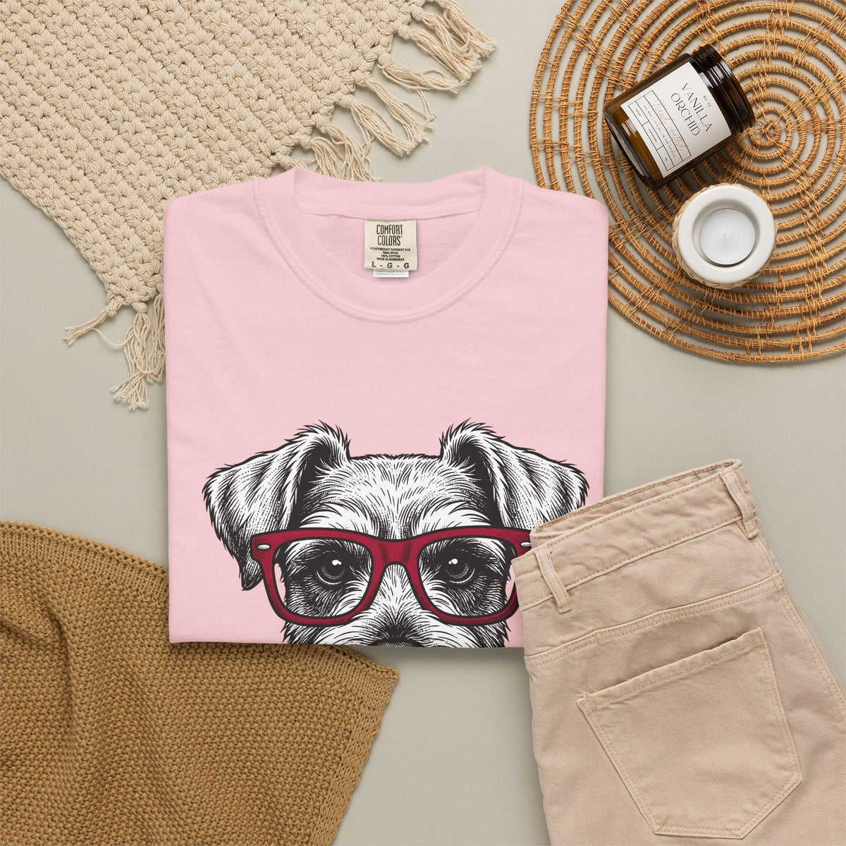 Schnauzer Pet T-Shirt Dog Critters Gift Women Line Art T-Shirt Dog T-Shirt Dog Fan Dog Graphic Dog Graphic Cartoon Spectacles T-Shirt